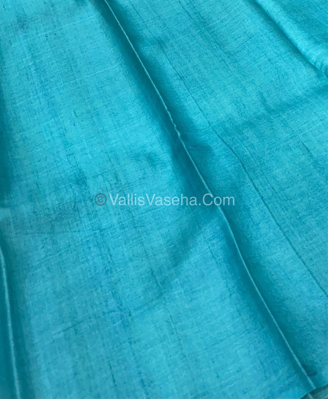 Pure Tussar Silk - Blue With Blue Shade - VVPTS001