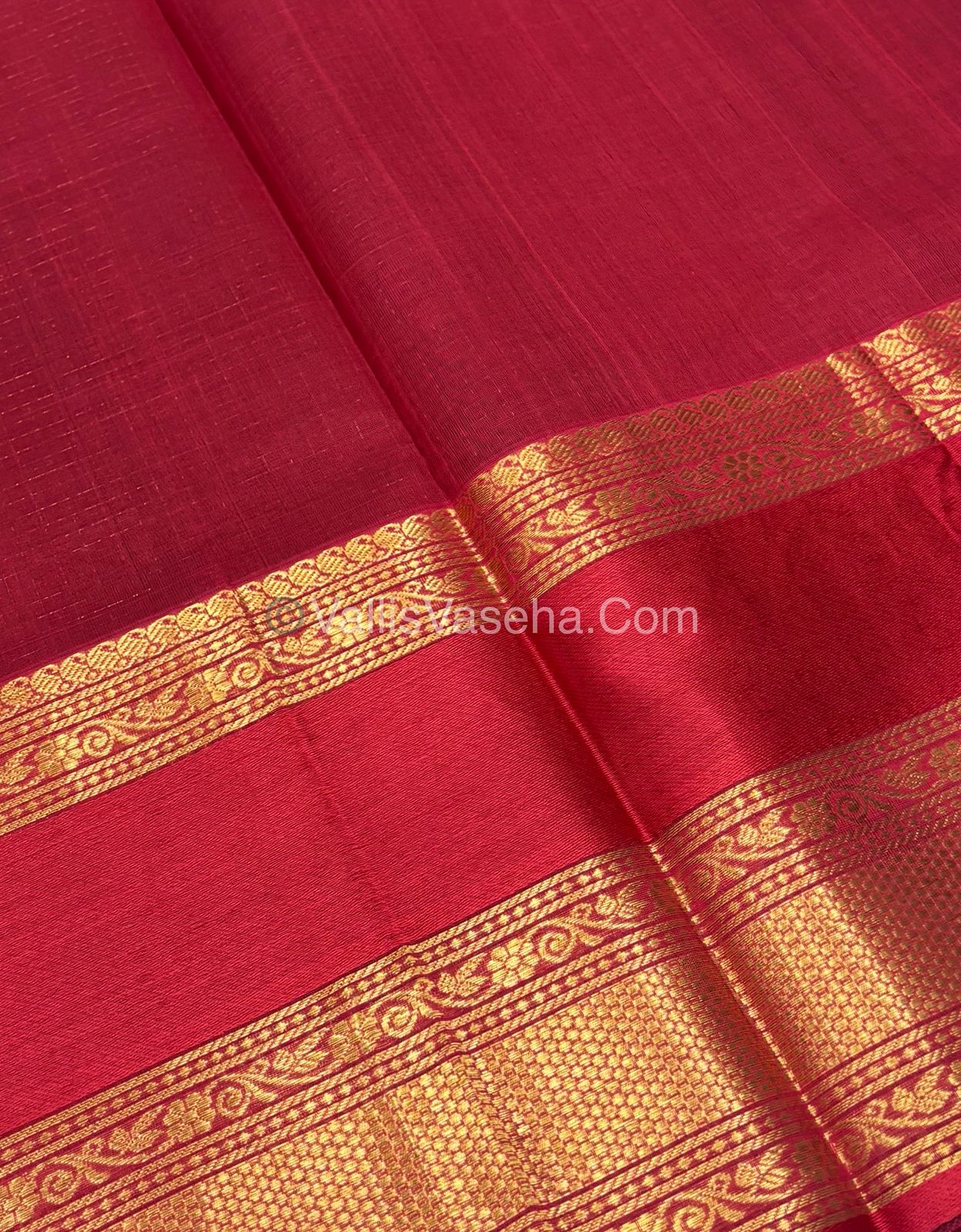 Pure Korvai Silk Cotton - Checks Pattern - Coffee Brown With Red Shade - VVKSC034