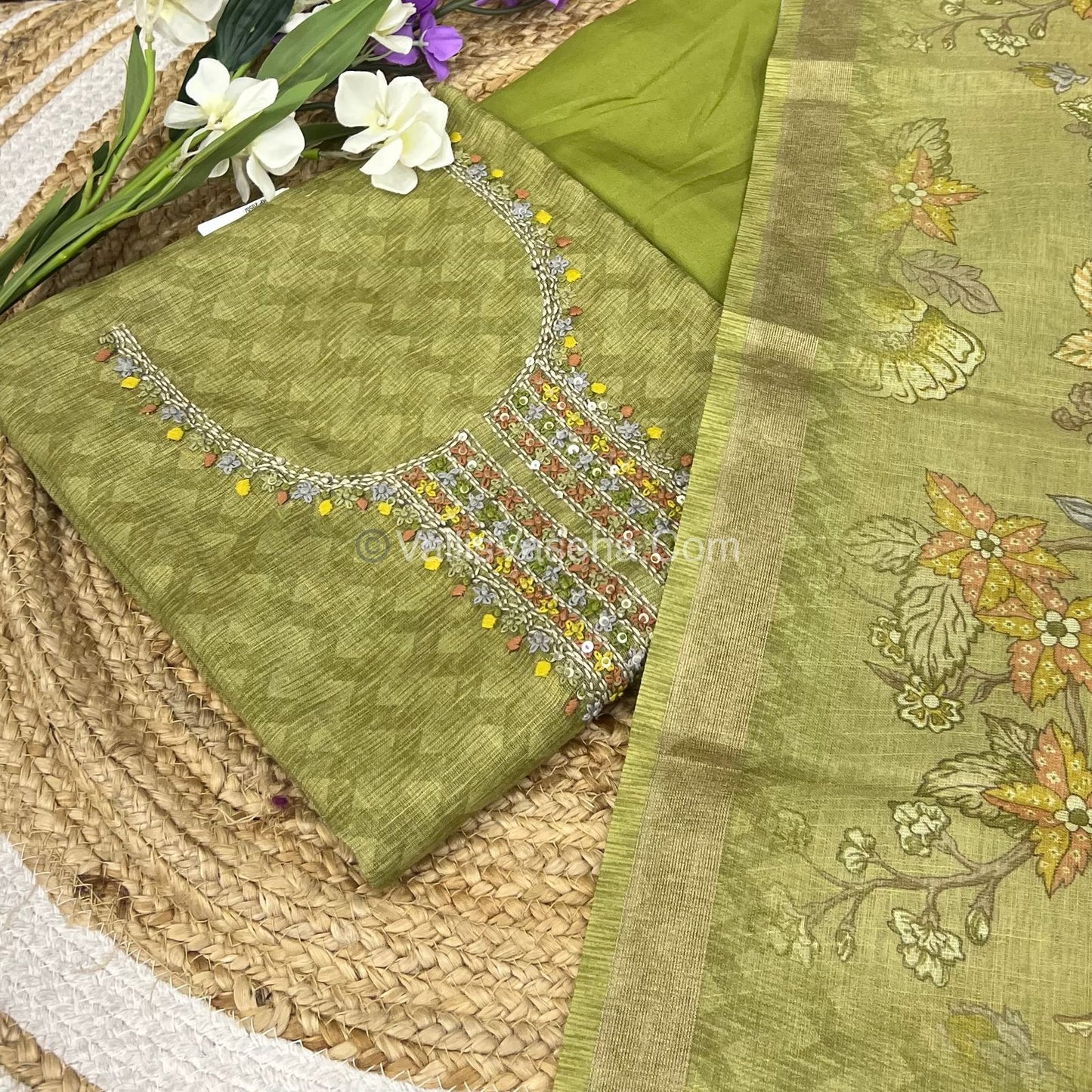 Tissue Linen Salwar Material | VVUSM007