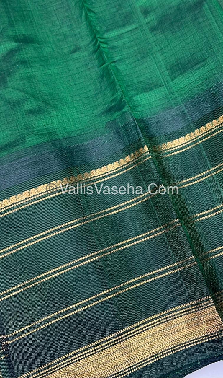 Pure Korvai Silk Cotton - Cream & Green - VVKSC026