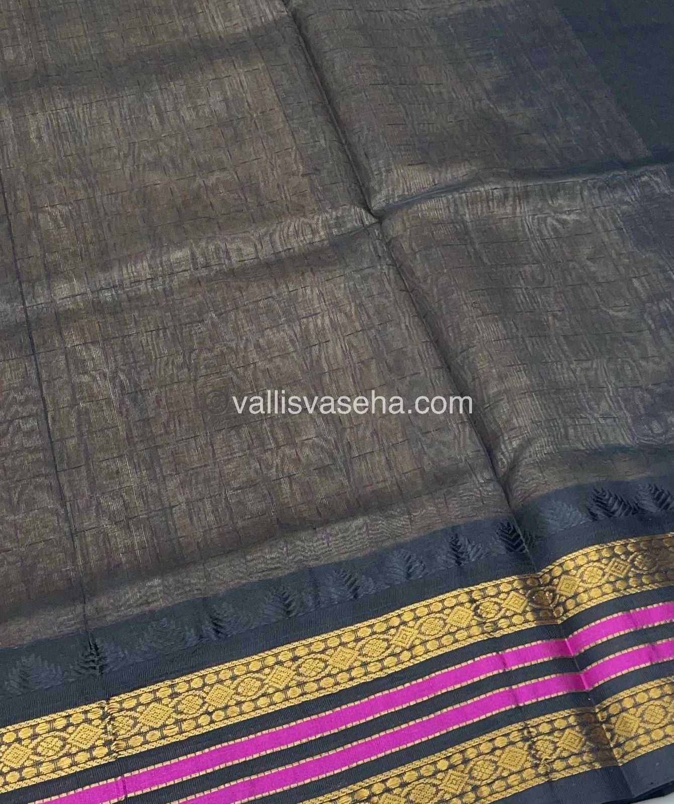 Pure Korvai Silk Cotton - Cream with Black - VVKSC012