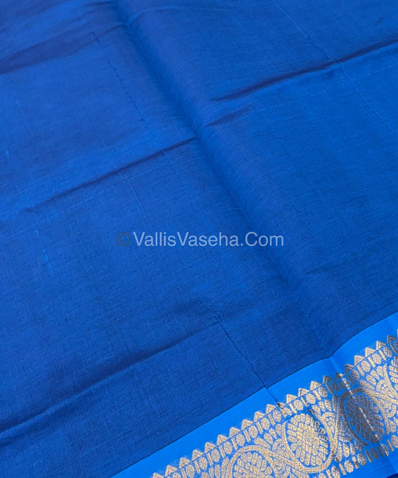 Semi Silk Cotton Saree - Blue With Blue Shade - VVSSC007