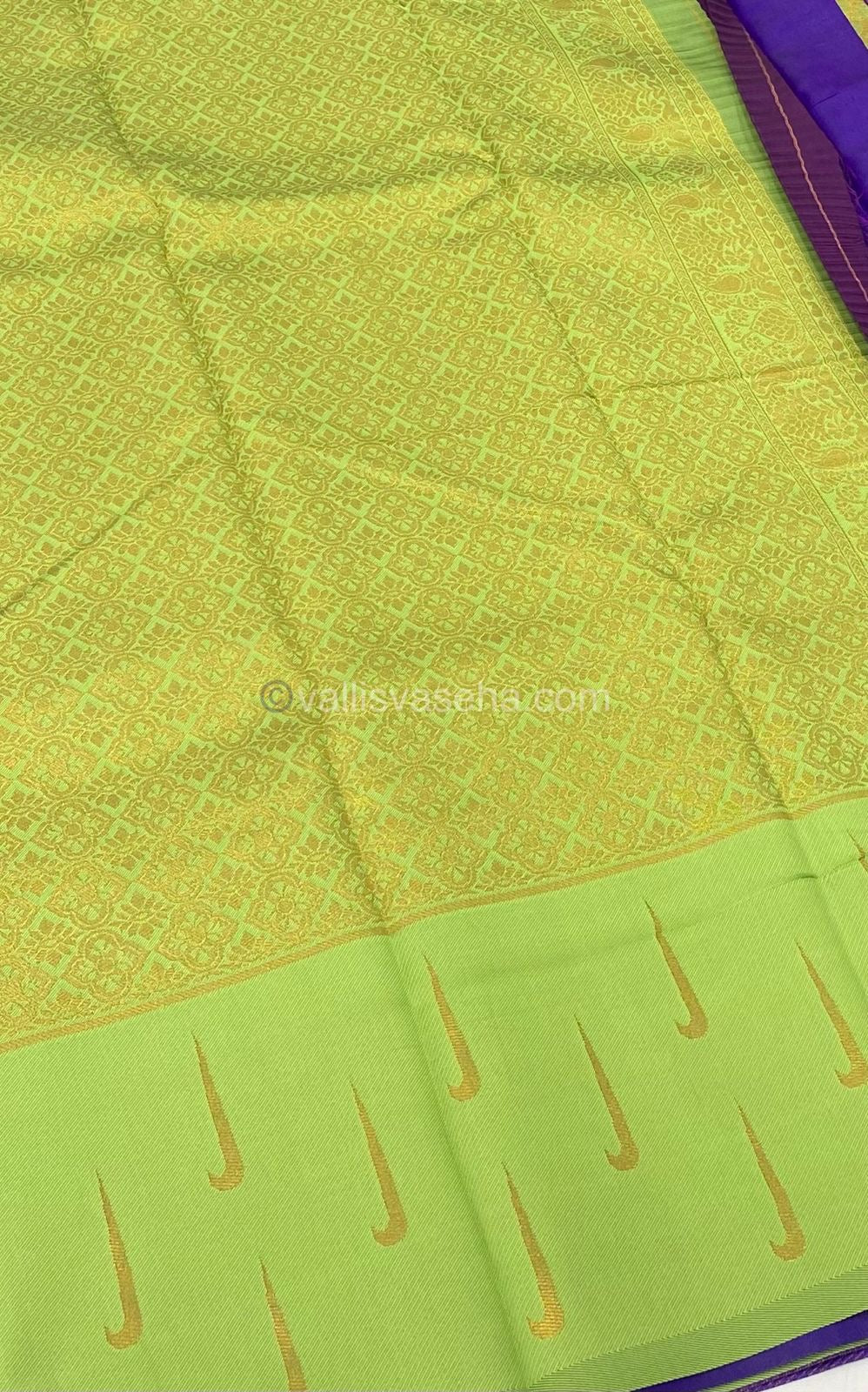 Kanchi Semi Silk - Purple with Green - VVKSS001