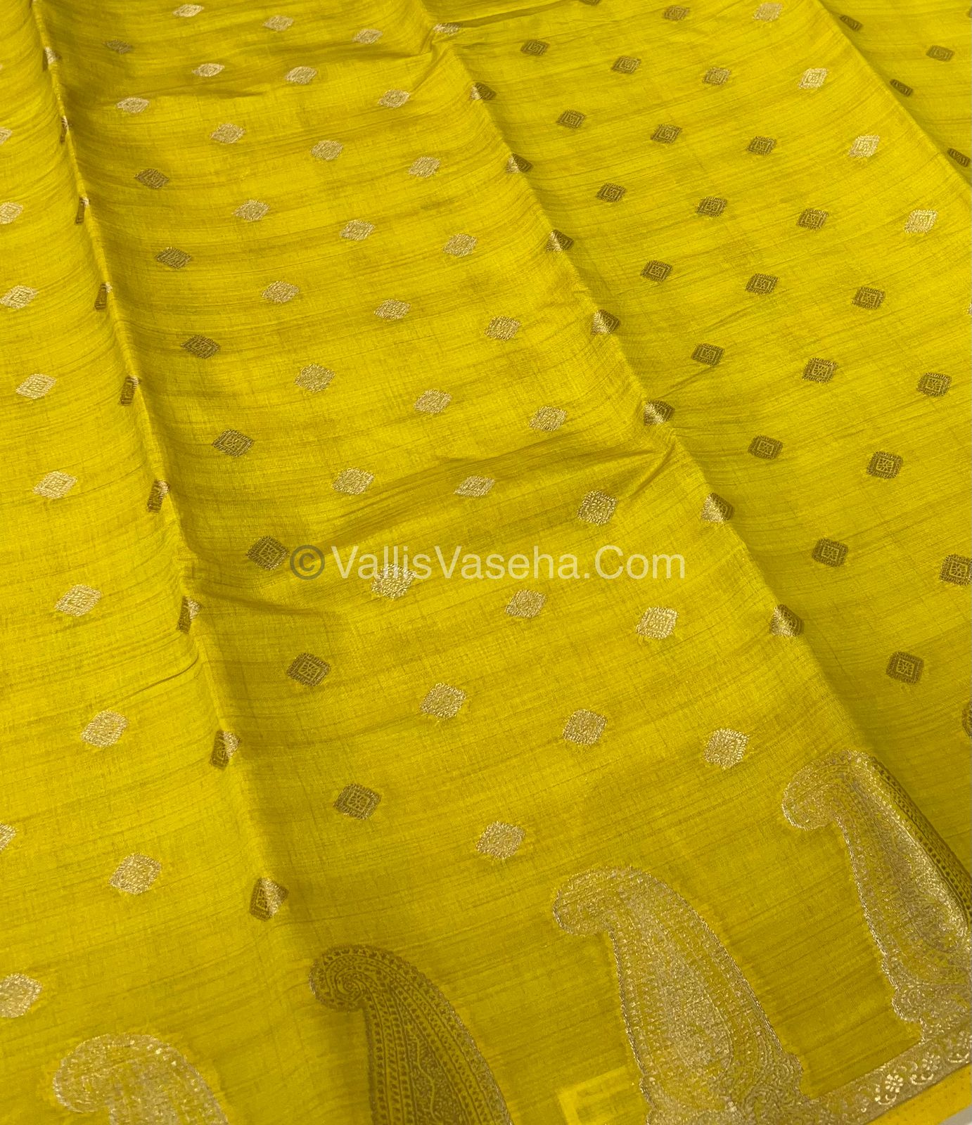 Semi Tussar Silk Saree - Yellow shade - VVSTS010
