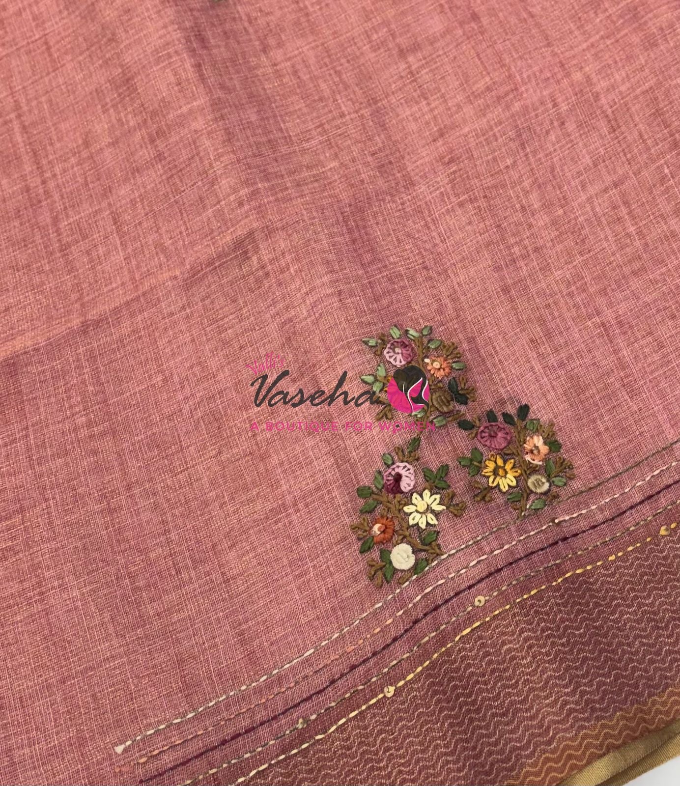 French Knot - Linen Tissue Saree - Pink Shade - VVLFN017