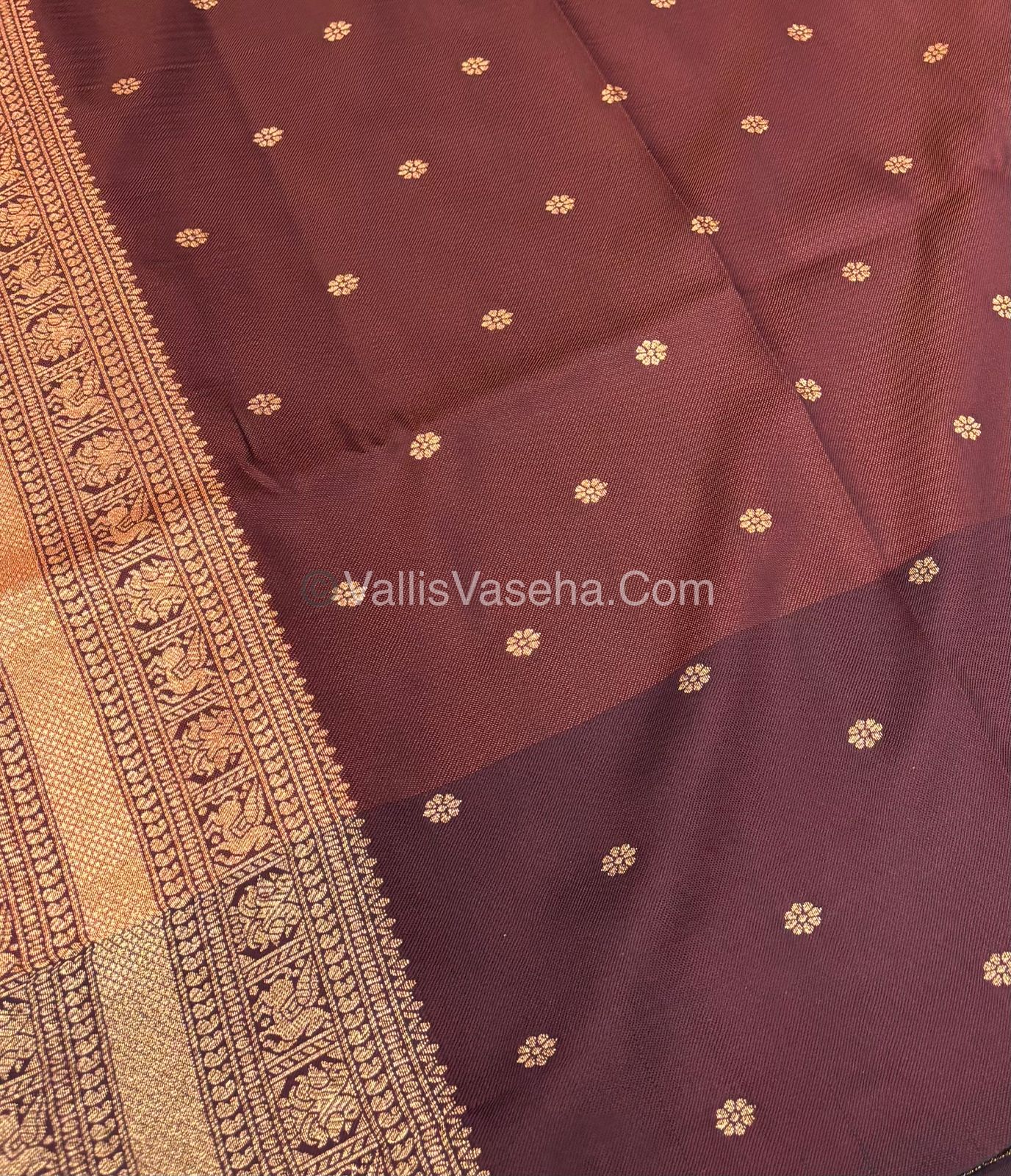 Semi Soft Silk - Rust Orange With Wine Brown Shade -VVSSS022