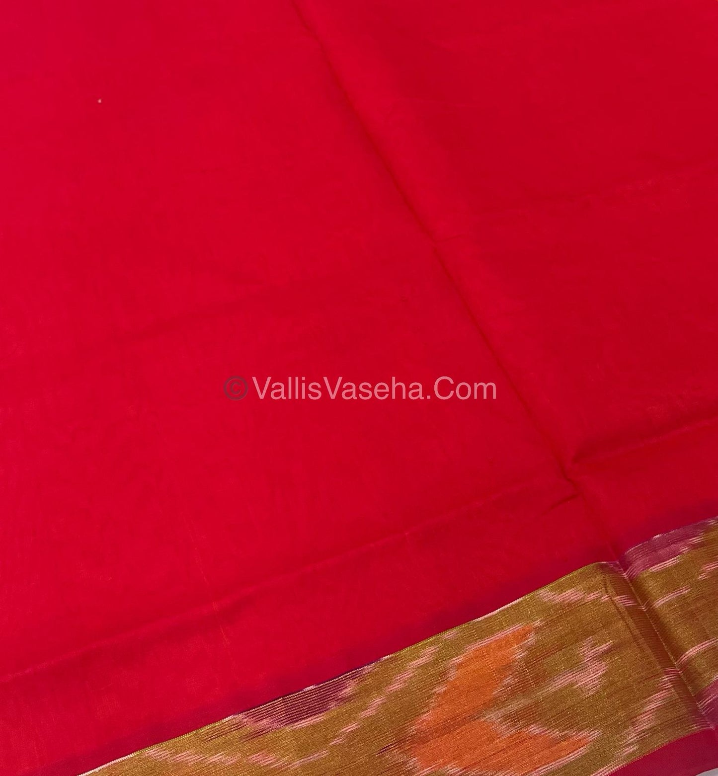 Semi Silk Cotton Saree - Yellow & Red - VVSSC001