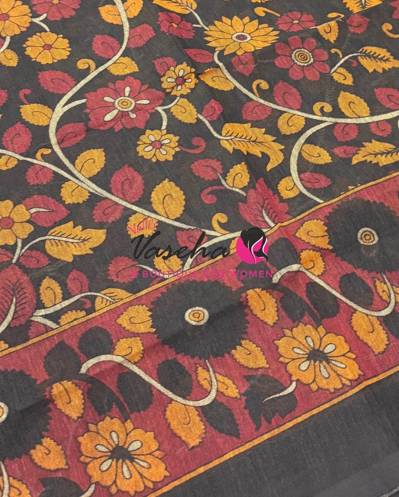 Handloom Cotton Sarees with Kalamkari Blouse - VVKCK004