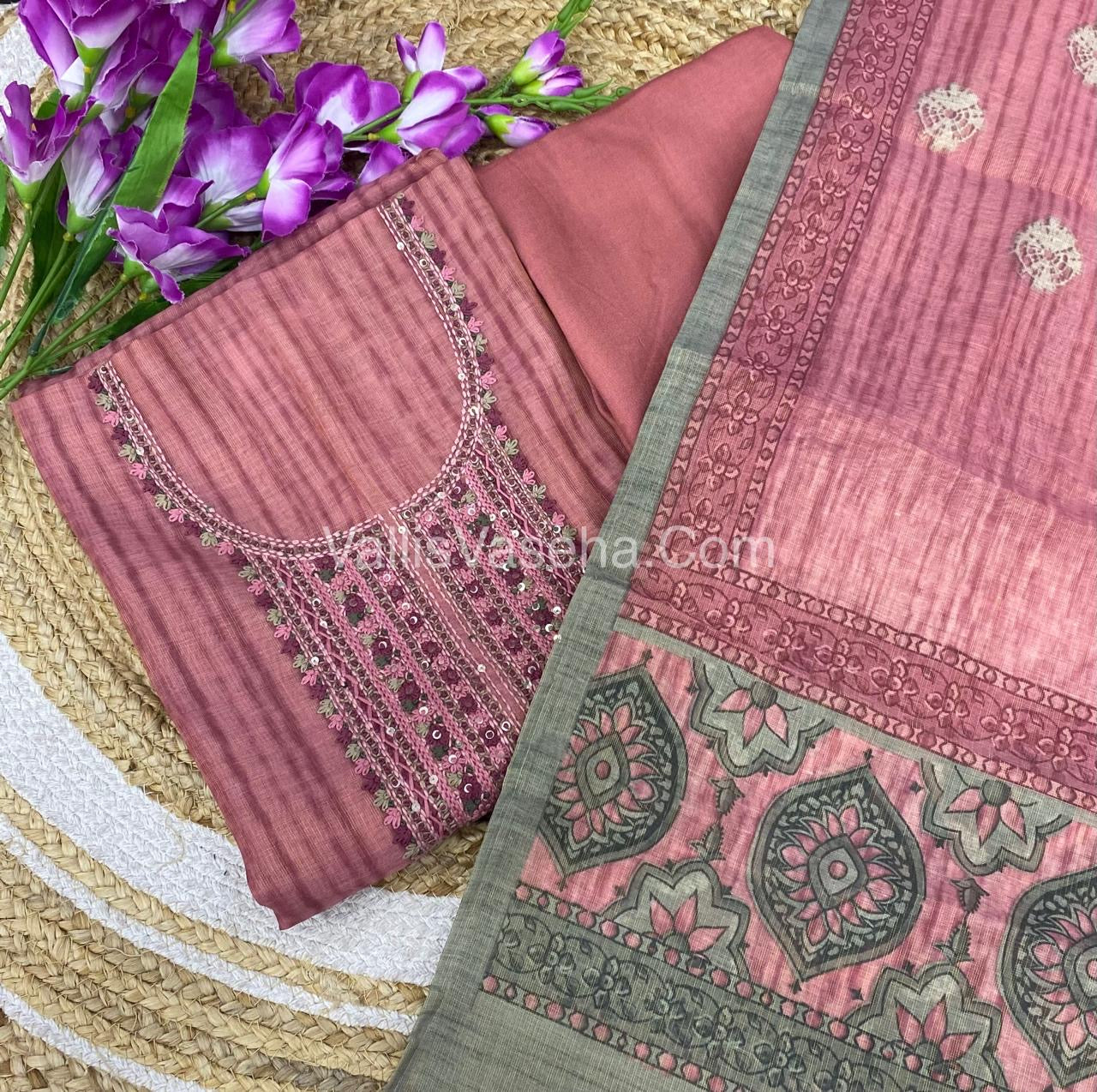 Tissue Linen Salwar Material | VVUSM009