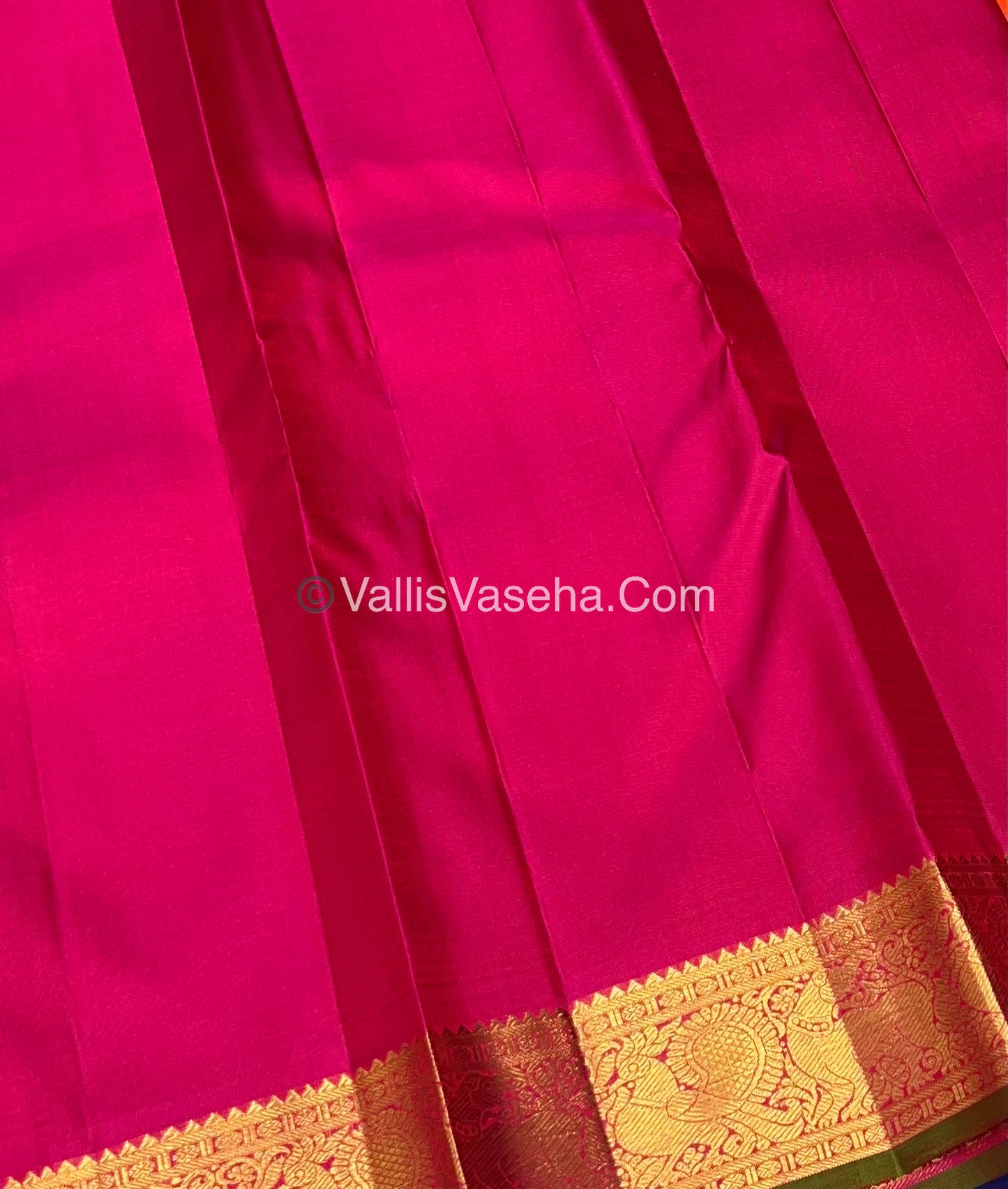 Pure Kanchipuram Silk Saree - Orange & Pink Combo - VVPS014