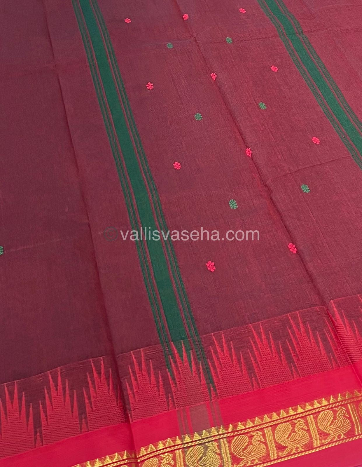 Kanchi Cotton Saree - Butta Design With Ganga Jamuna Border VVKCS008