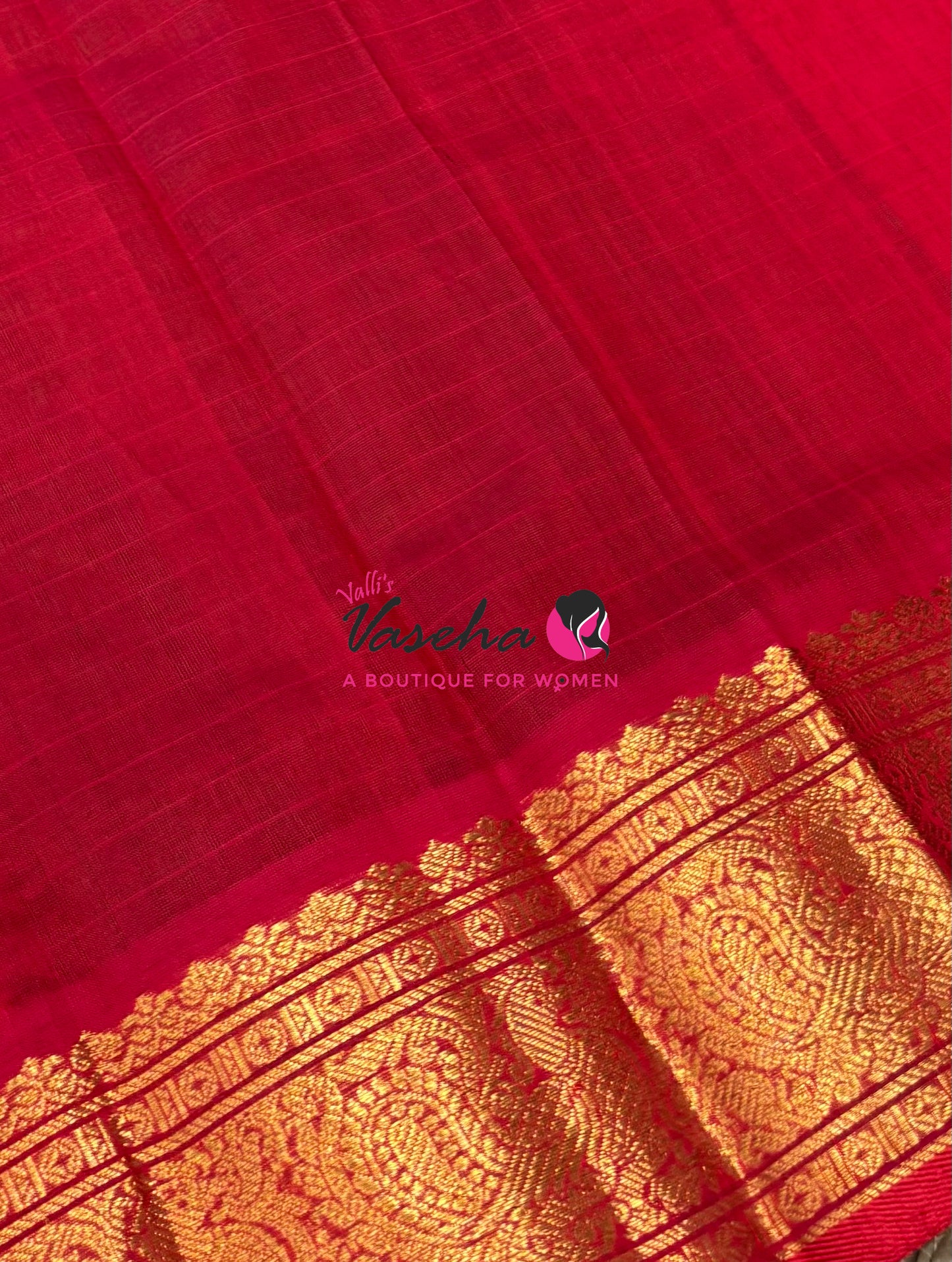 Pure Silk Cotton Saree - Green With Red - Lakshadeepam Design - VVPLD001