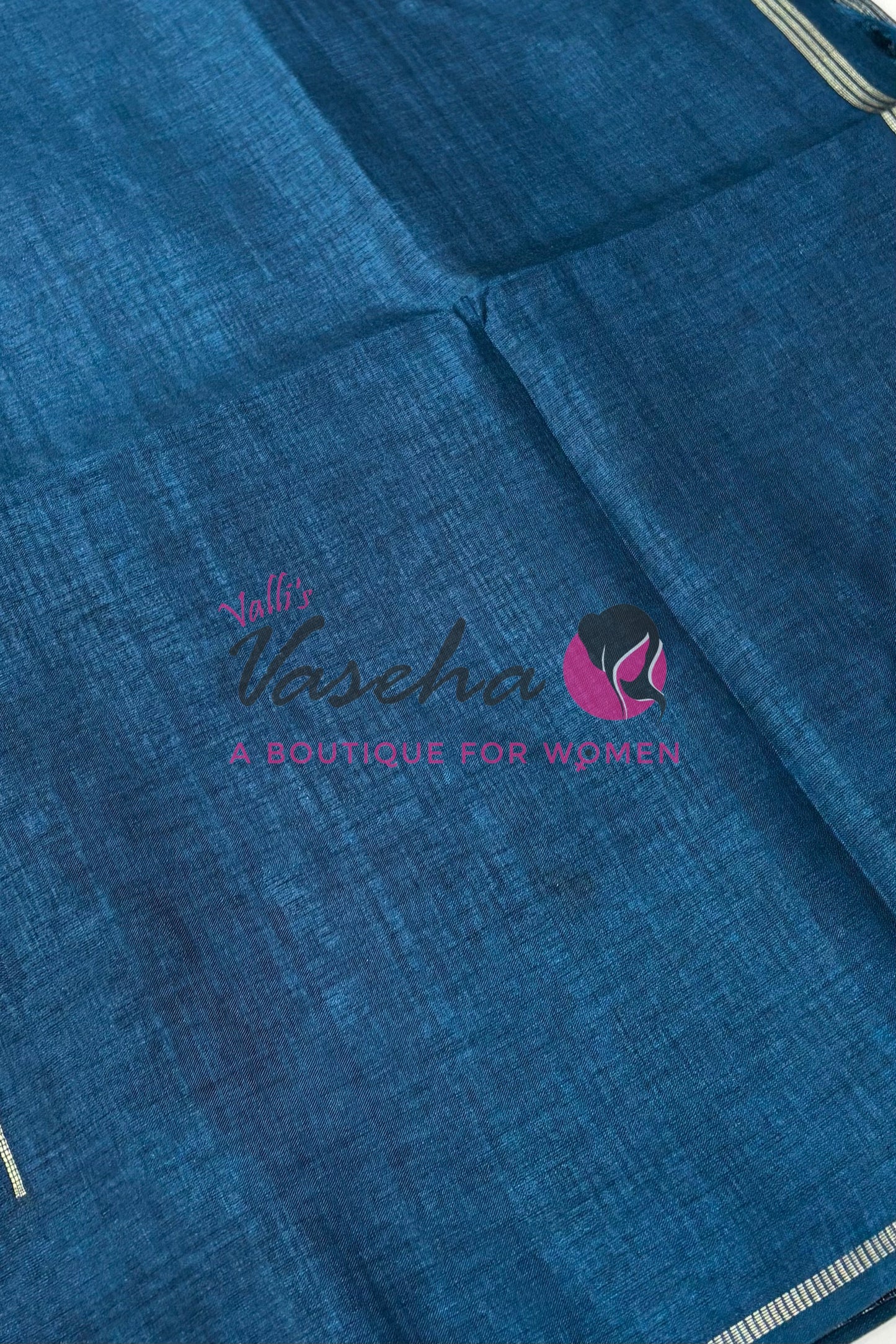 Semi Tussar Silk Saree | Peacock Blue Shade |VVSTS049