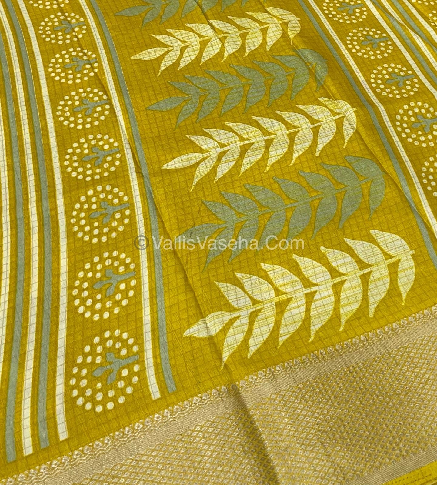 Semi Binny Silk - Floral Design - VVSBS003 - Purple with Yellow Shade