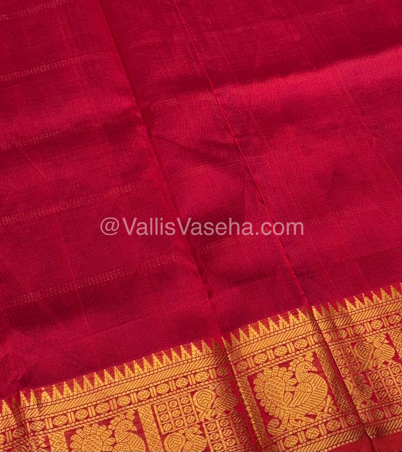 Pure Silk Cotton Saree - Mayil & Chakkaram Design - Blue With Red Combo -VVMC003