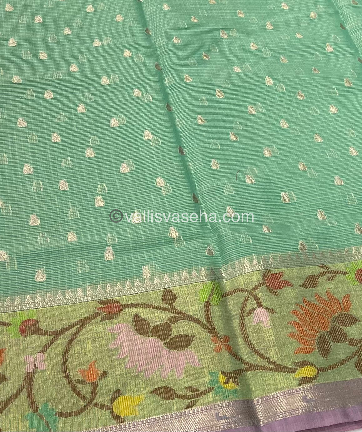 Kota Saree - Paithani Border - Light Sea Green with Pink - VVKPS001