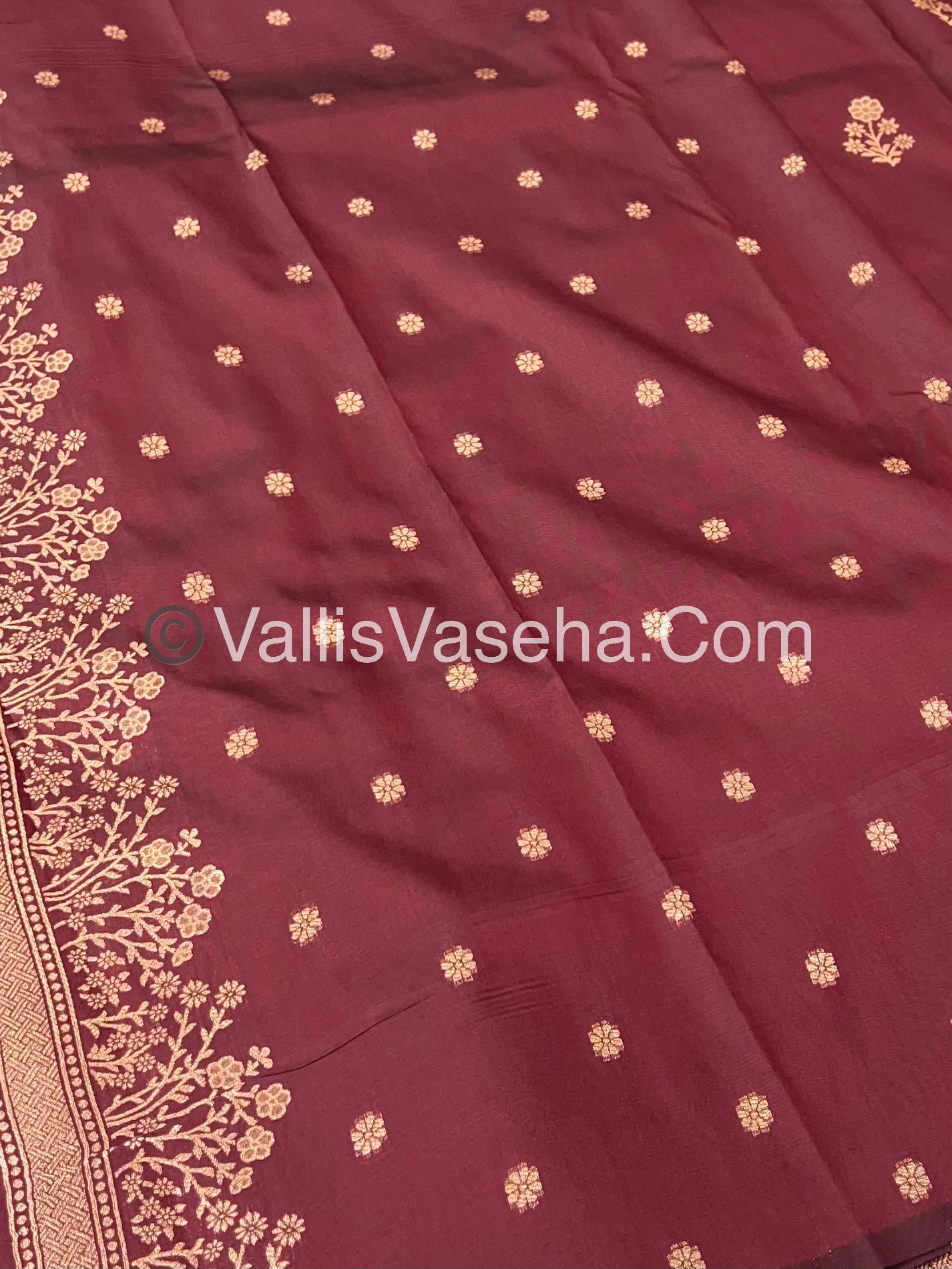 Semi Soft Silk with Border - Maroon Shade -VVSSS013