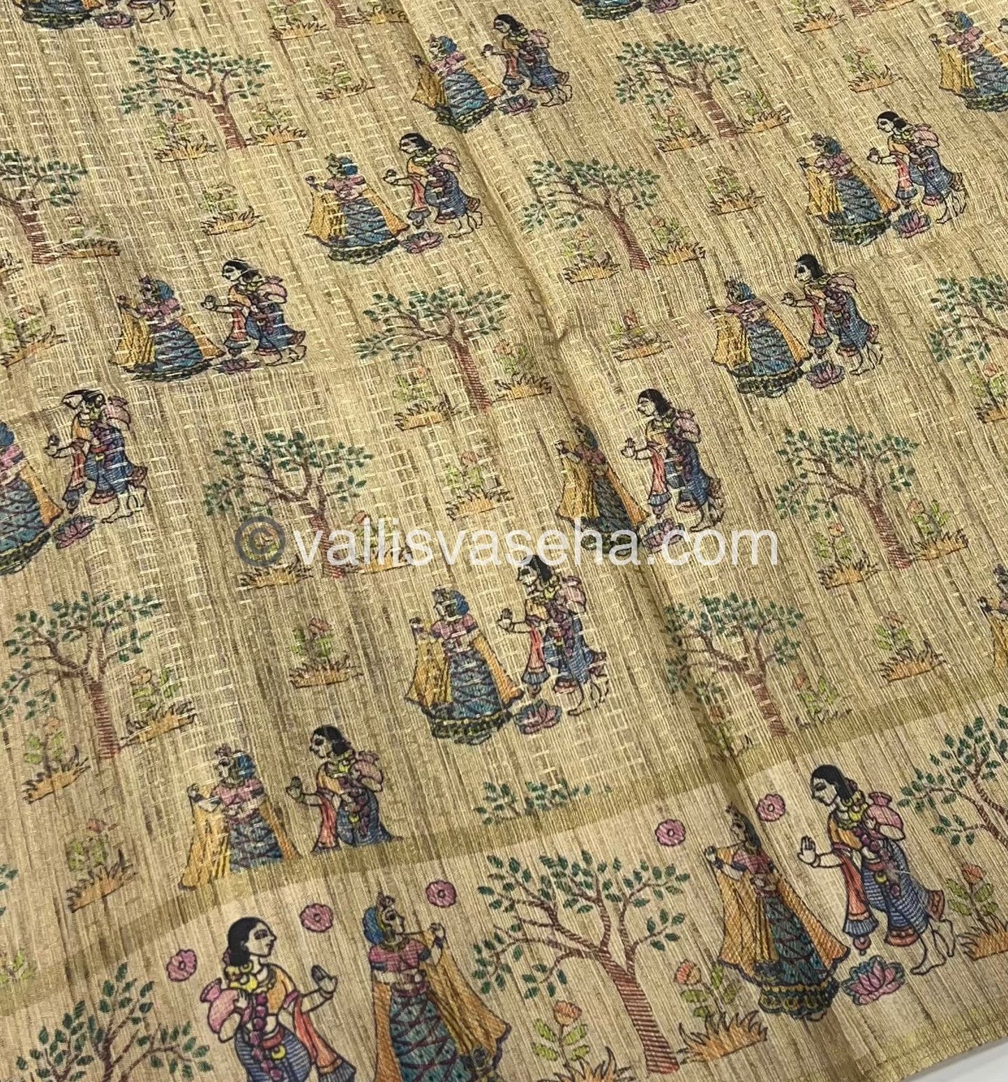 Semi Tussar Silk - Vairavoosi Design - Violetish Blue & Cream Shade - VVSTS030