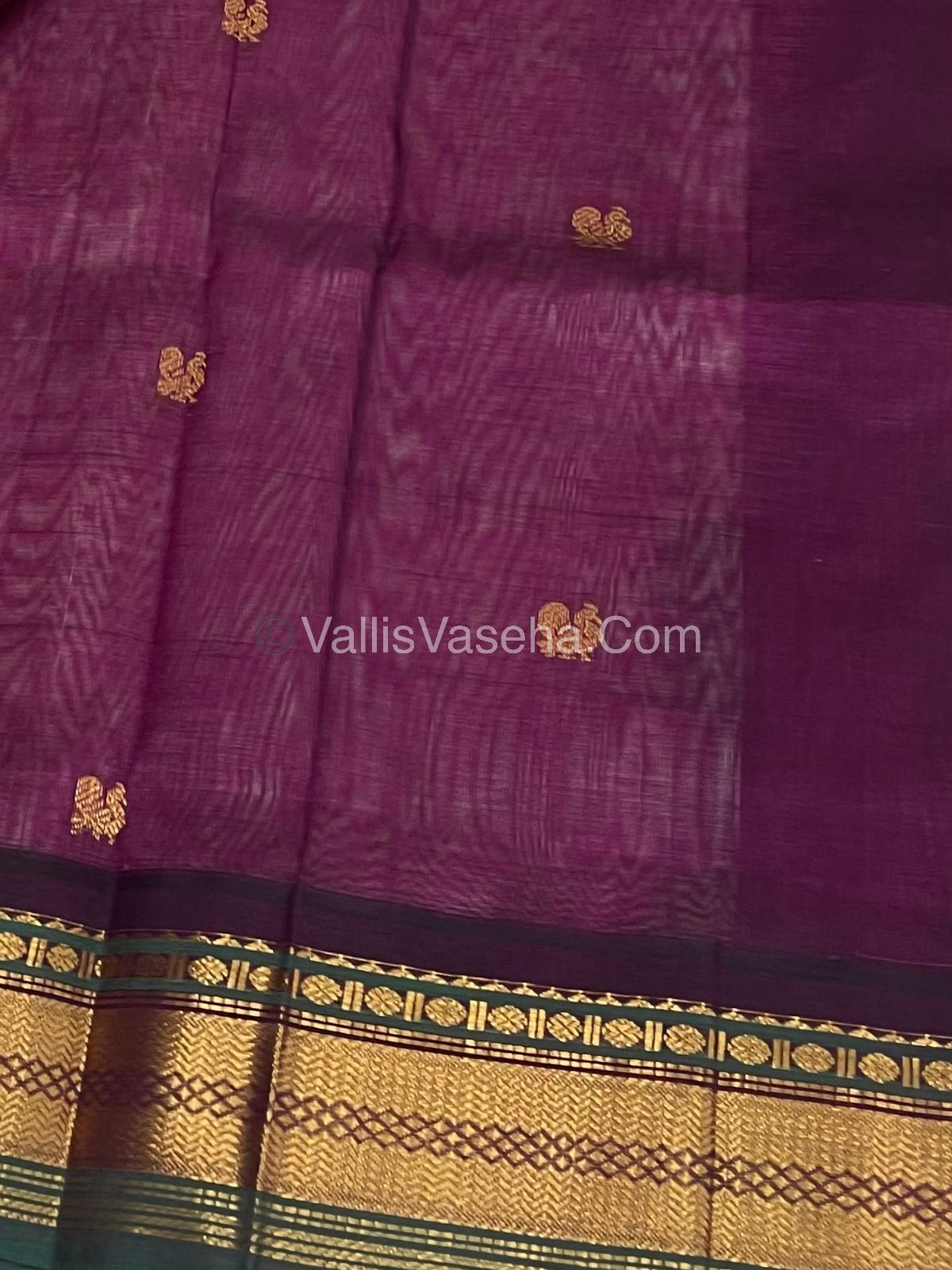 Pure Korvai Silk Cotton Saree - Pink with Purple - VVKSC004