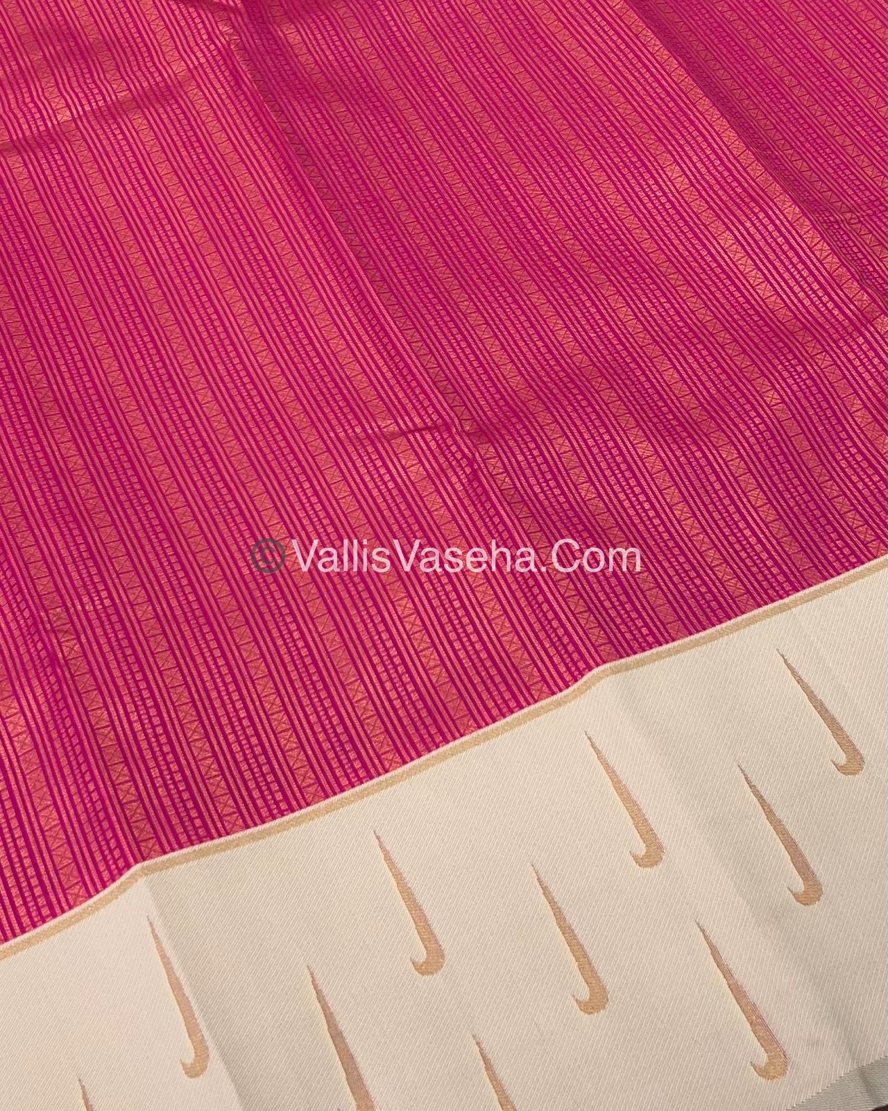 Kanchi Semi Silk - Pink with Cream - VVKSS001