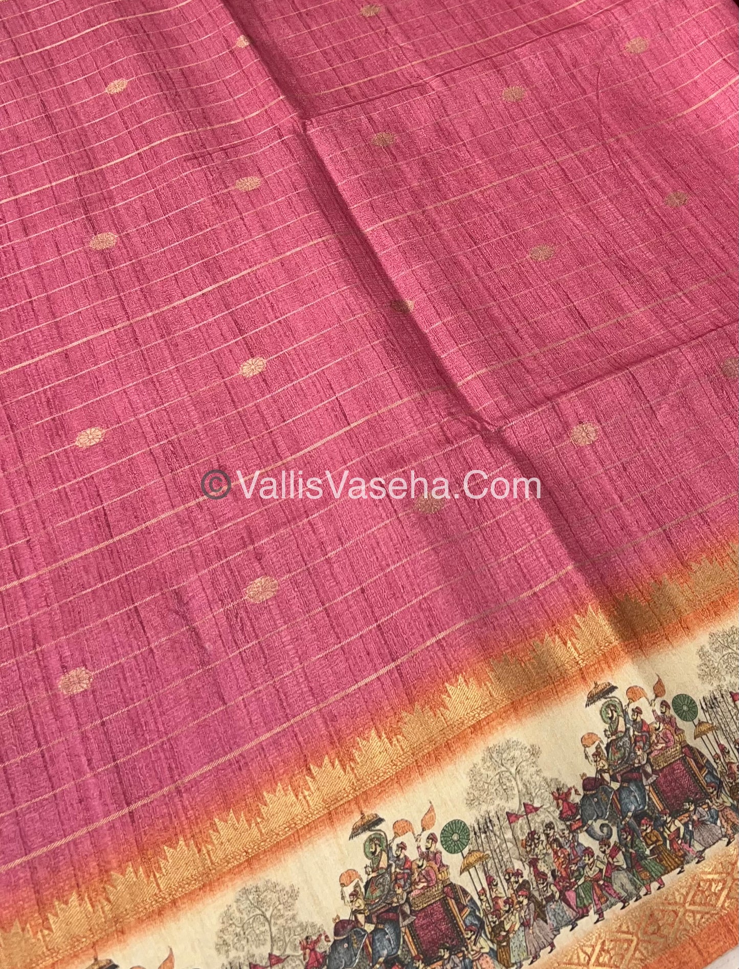 Semi Chanderi Saree - checks pattern - VVSCS004