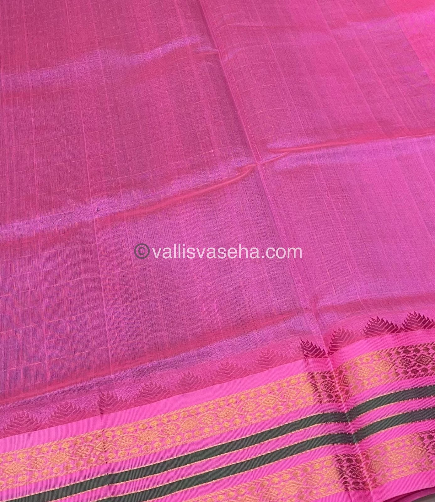 Korvai Silk Cotton - Blue Shade with Pink - VVKSC012