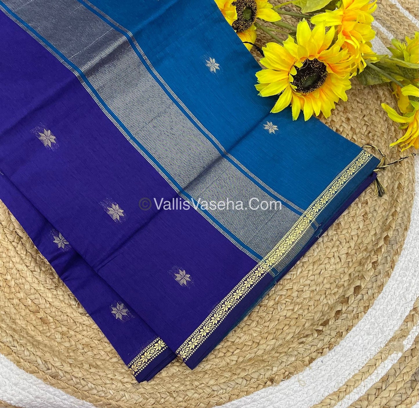 Semi Maheshwari Silk Cotton Saree - VVMSC002