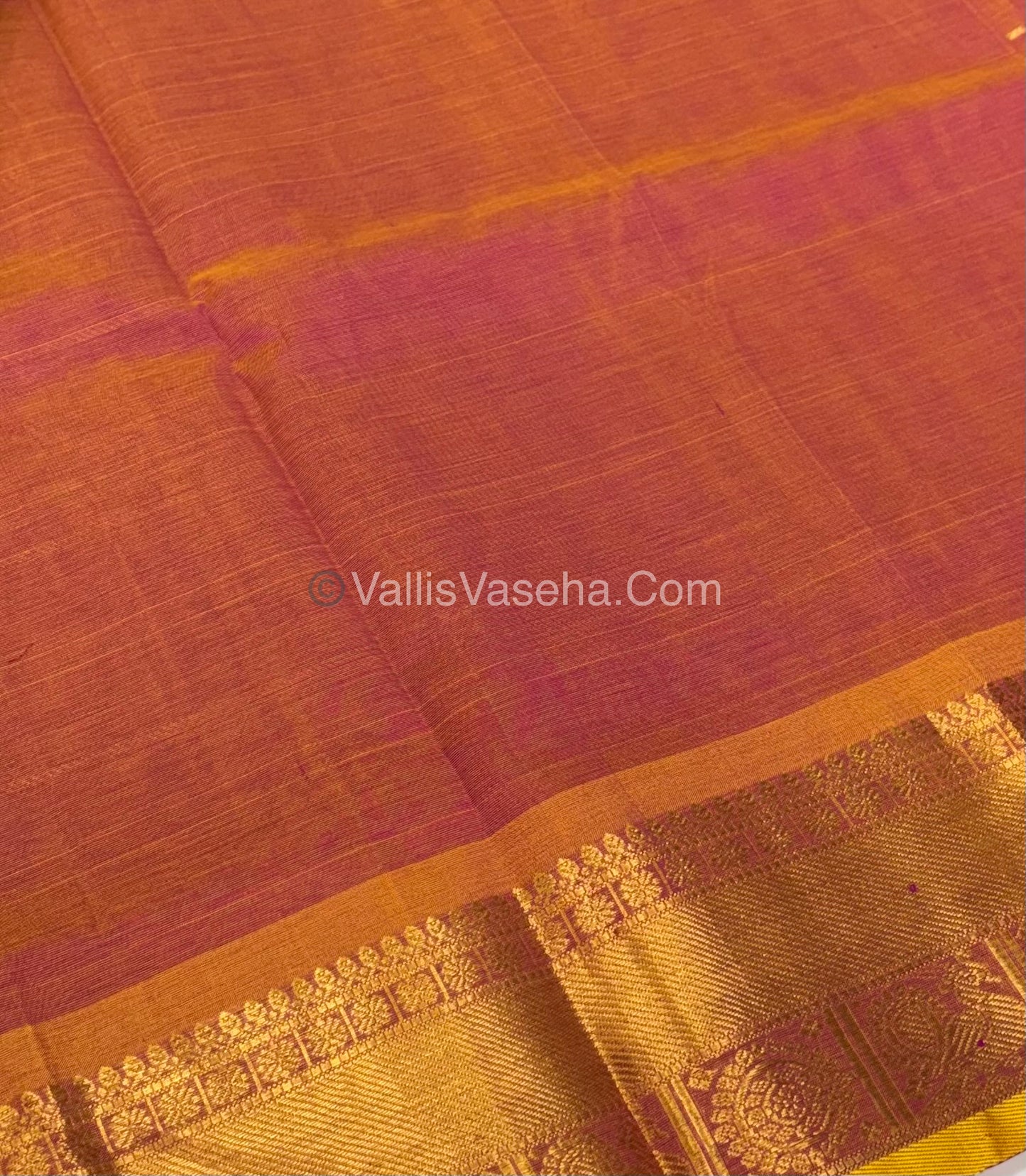 Pure Silk Cotton Saree - Mayil & Chakkaram Design - Peach Shade - VVMC001