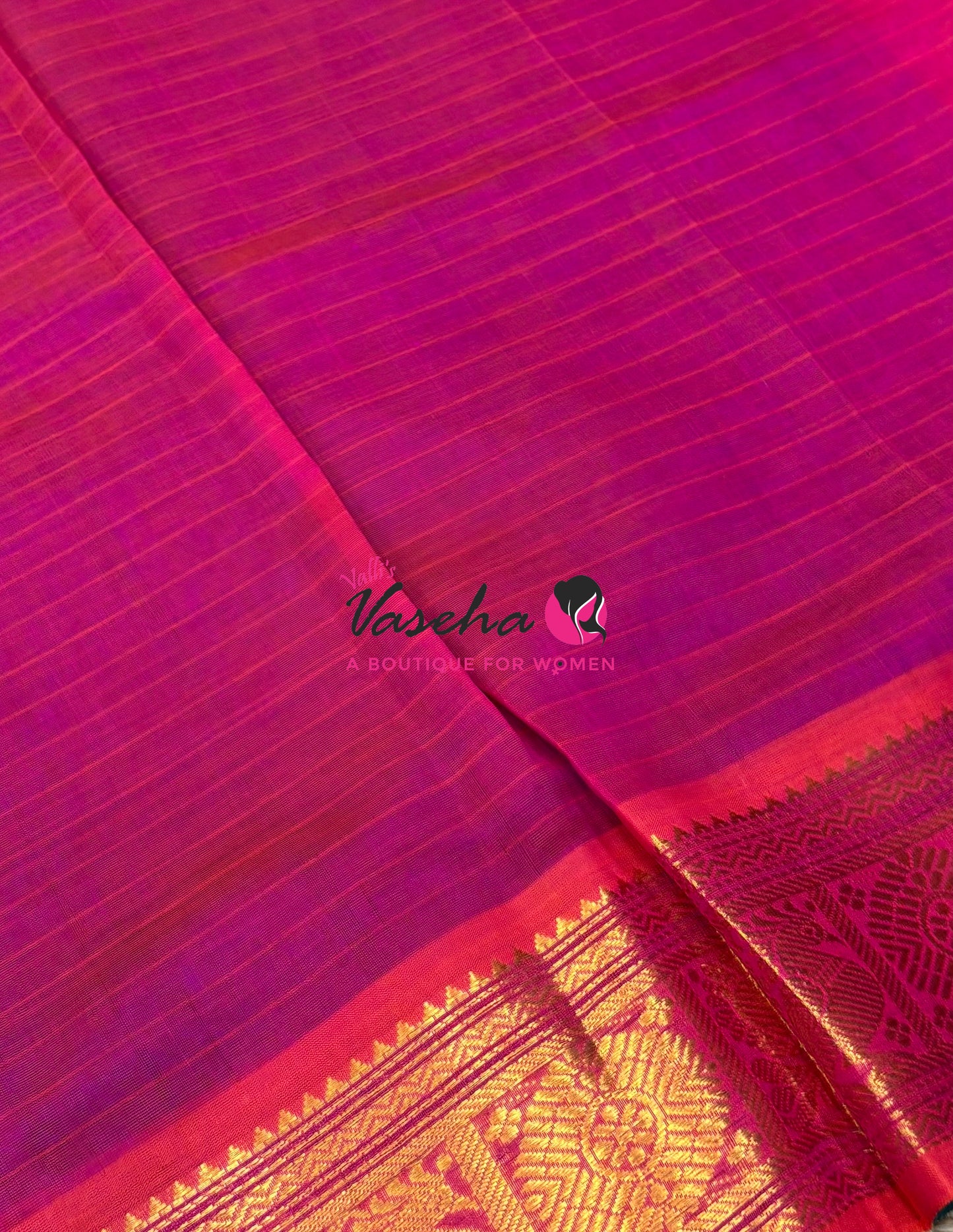 Pure Silk Cotton Saree - Blue With Pink - Lakshadeepam Design - VVPLD001