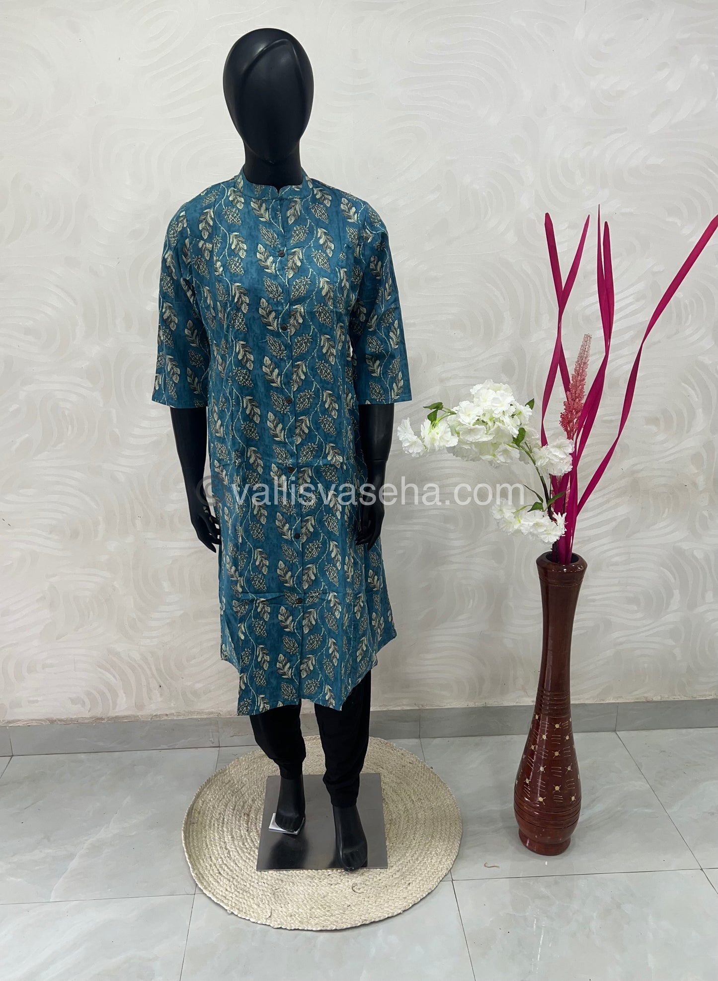 Slub Cotton - Printed Kurti - A - Line Cut - VVALK001