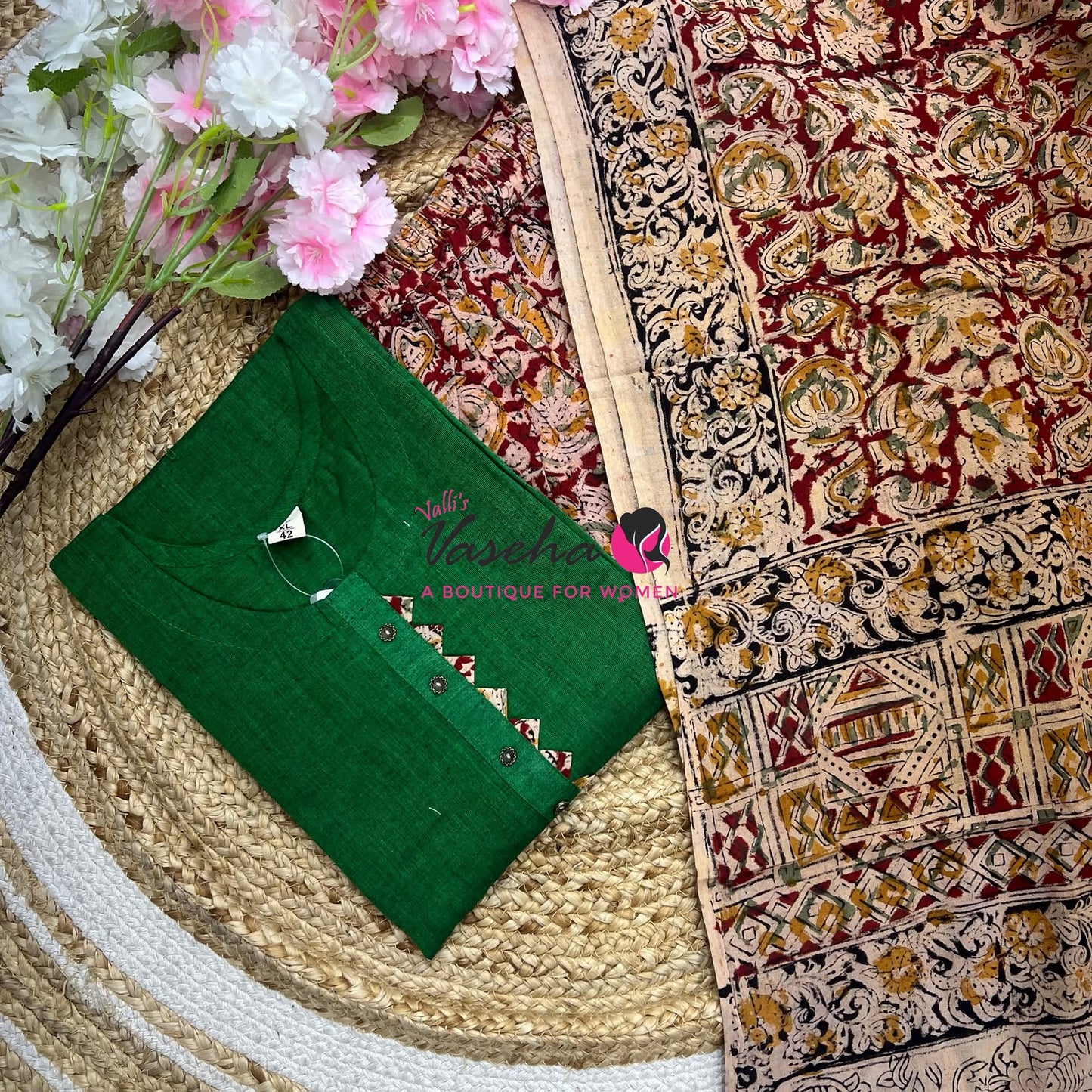 Readymade 3pc Set - Kalamkari Cotton Set - VVRMS019