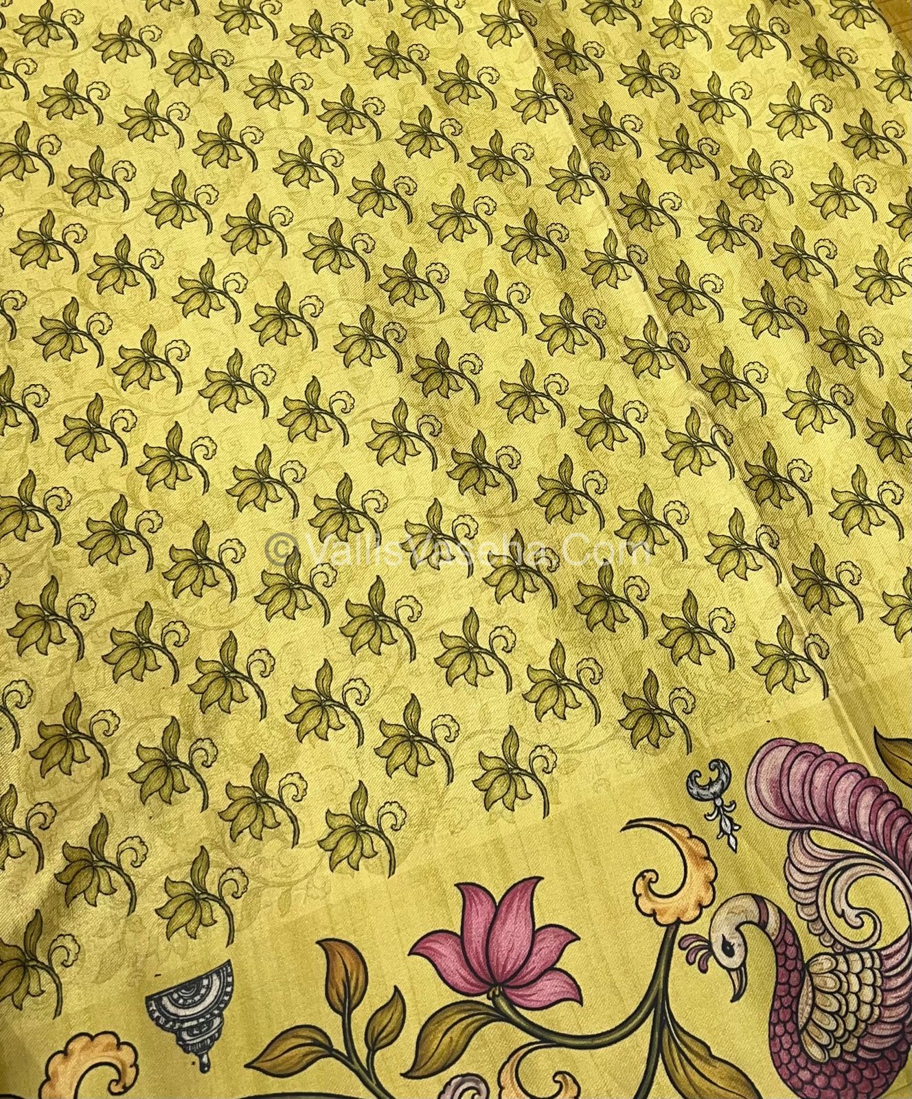 Semi Tussar Silk - Mustard Yellow With Yellow Shade - VVSTS040