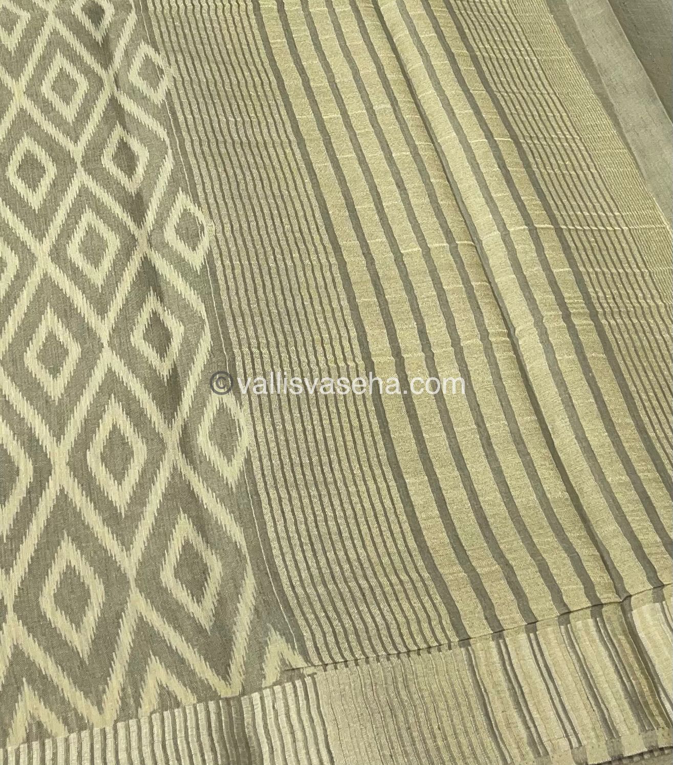 Semi Tussar Silk - Greenish Grey Shade - VVSTS004