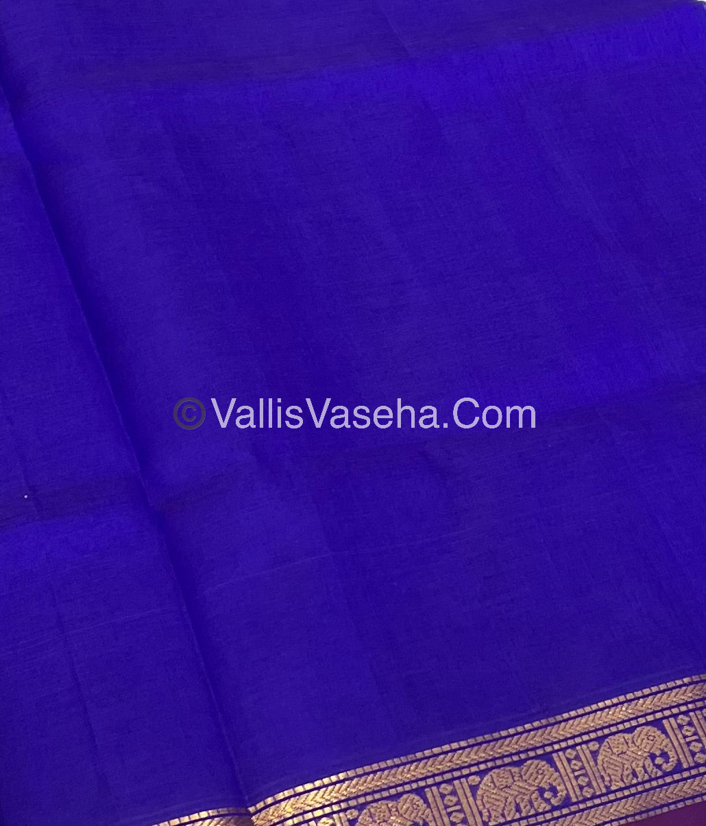 Pure Silk Cotton Saree - Retta Mayil Design - Blue Shade - VVRMS001