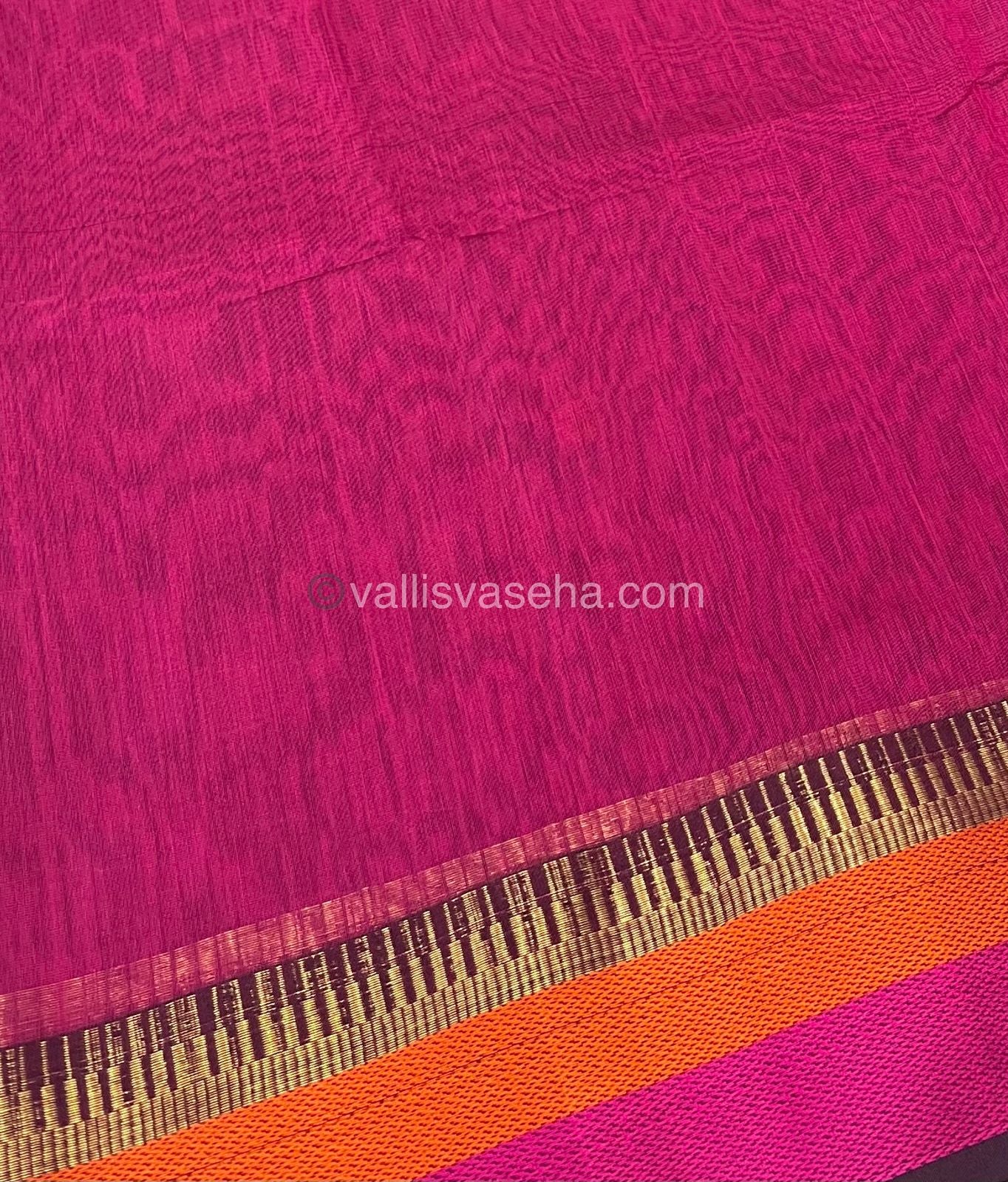Pure Maheshwari Silk Cotton Saree - Blue & Pink Color - VVMSC004