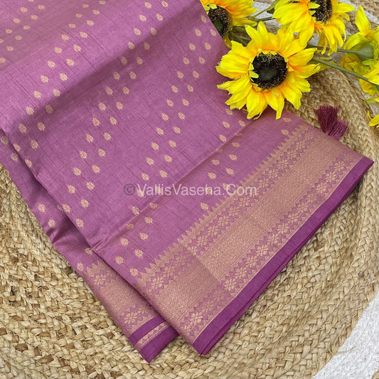 Semi Tussar Silk - Grand Pallu  - Onion Pink / Lilac Shade - VVSTS017