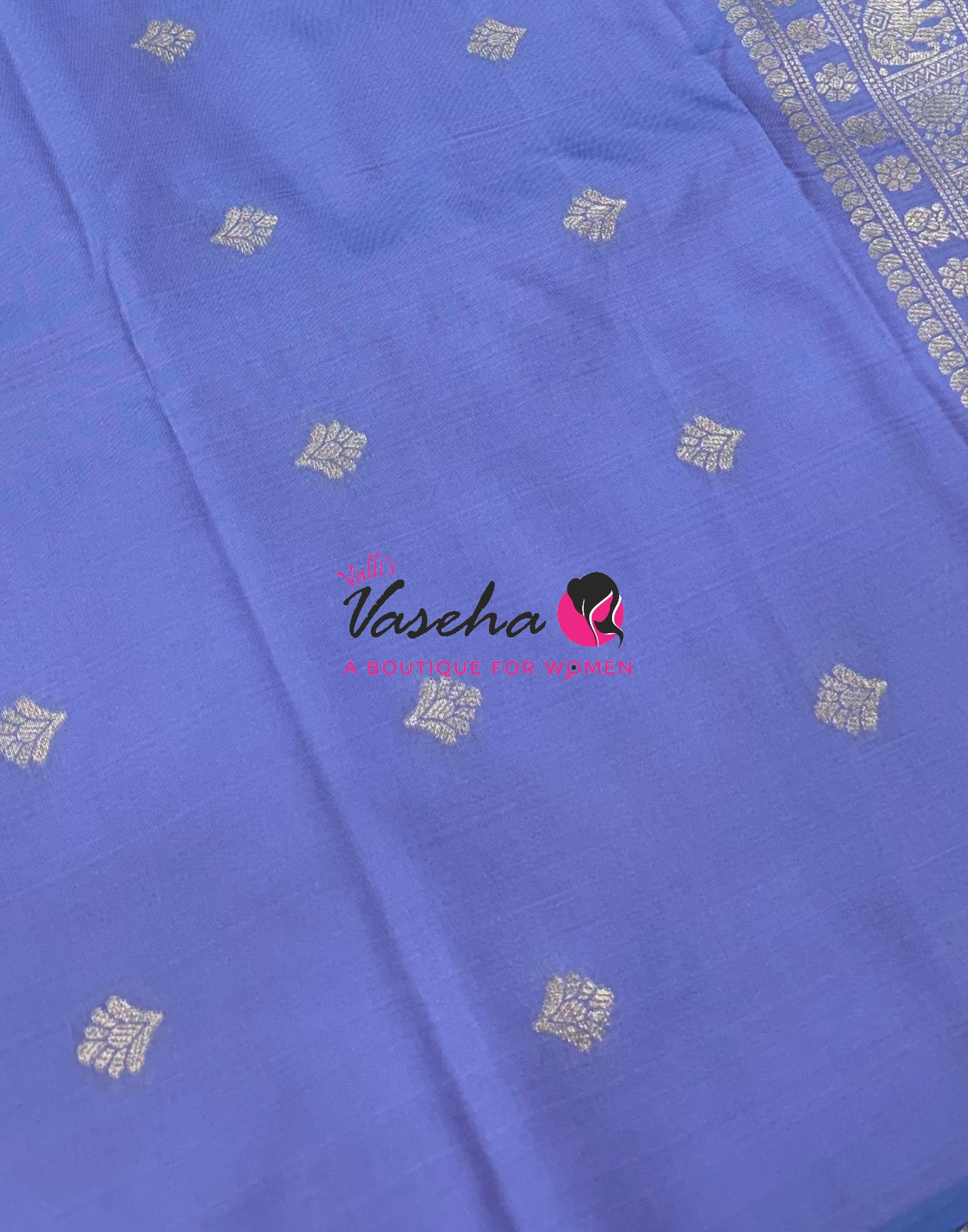 Semi Soft Silk - Pastel Blue With Light Lavender - VVSSS038