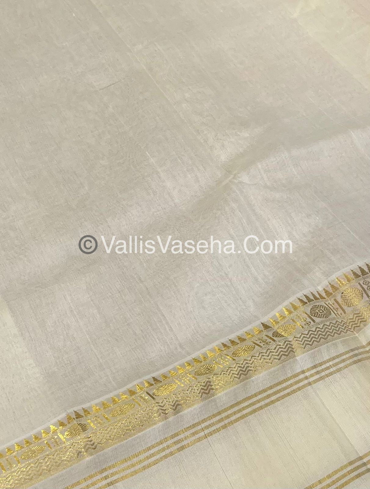 Pure Korvai Silk Cotton - Retta Petta Border - Pink with cream Combo - VVKSC010