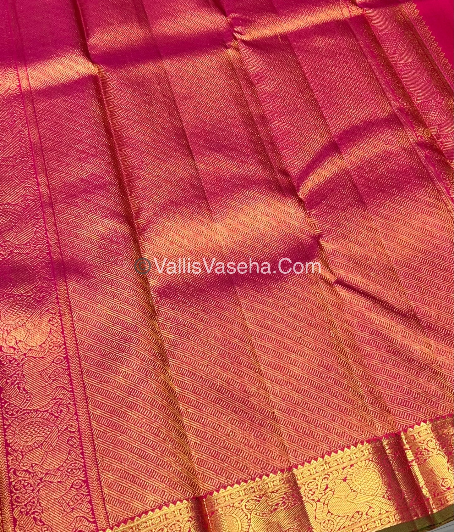 Pure Kanchipuram Silk Saree - Orange & Pink Combo - VVPS014