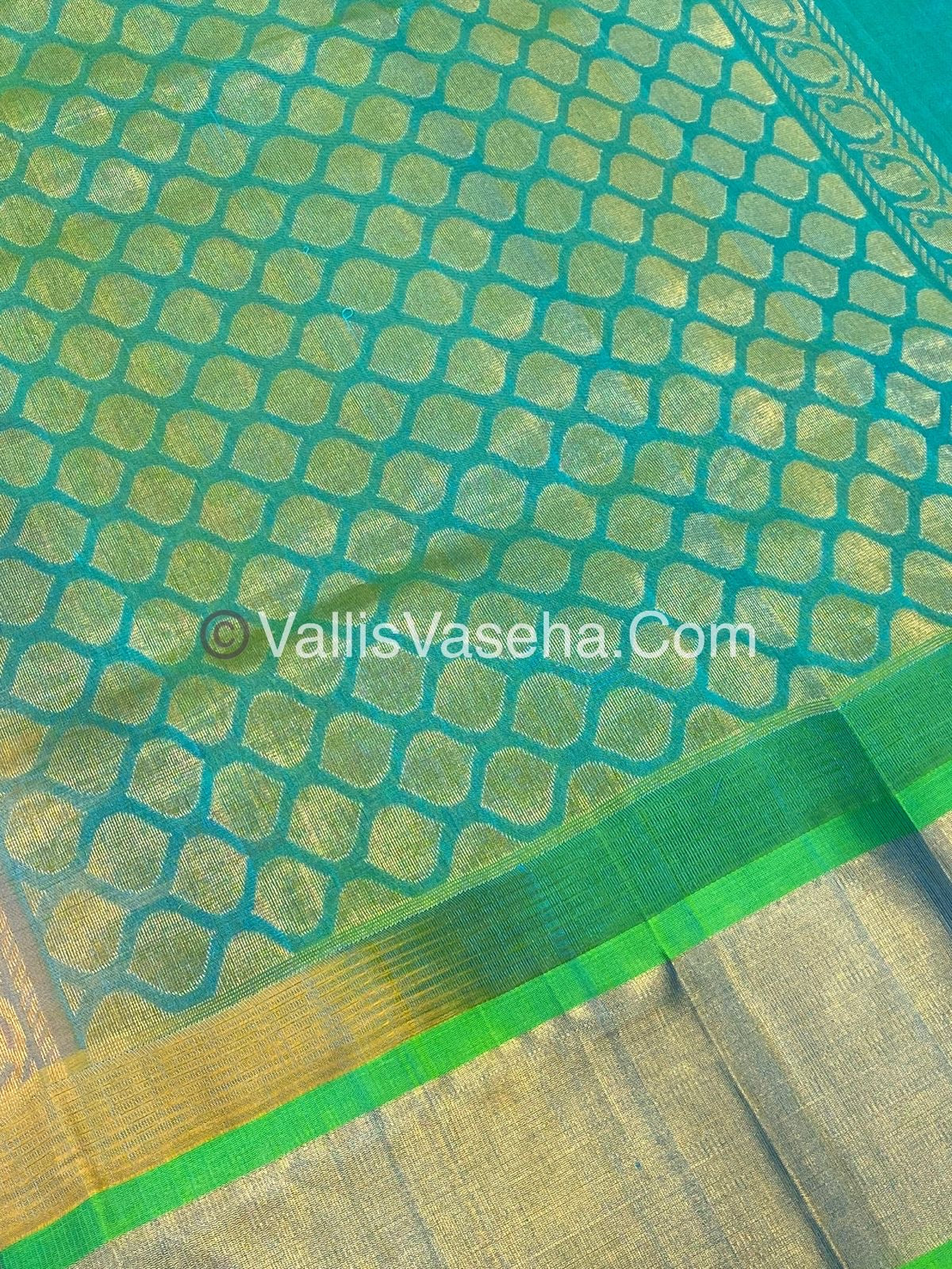Pure Korvai Silk Cotton Saree - Temple border - VVKSC001