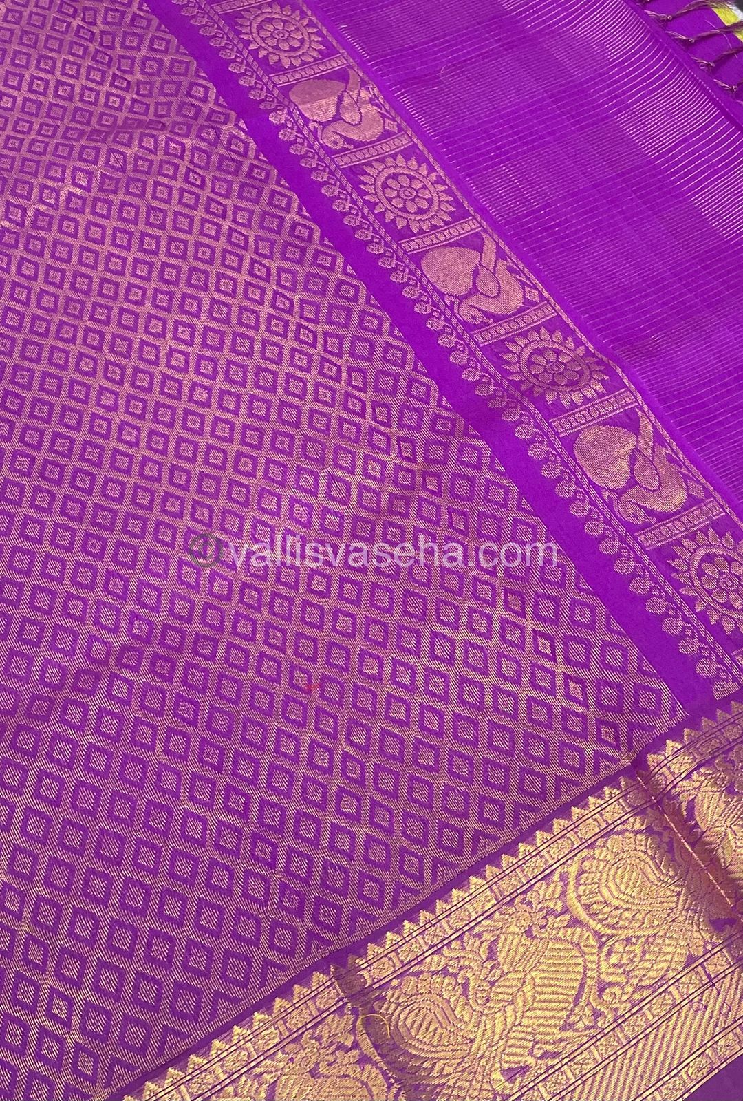 Pure Silk Cotton Saree - Vairavoosi checks - Mayil & Chakkaram - VVMCV002