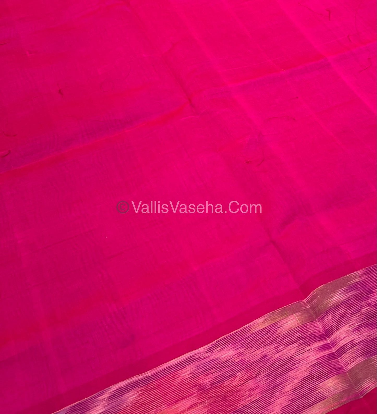 Semi Silk Cotton Saree - Cream & Pink - VVSSC001