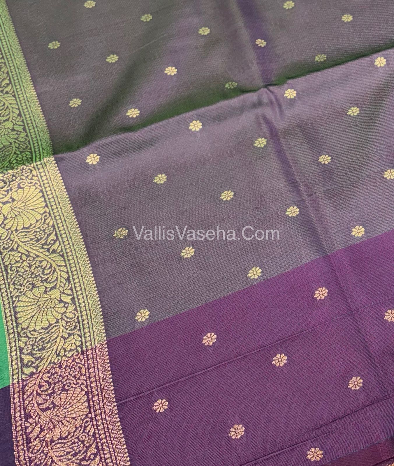 Semi Soft Silk - Green With Purple Shade -VVSSS030 - 1