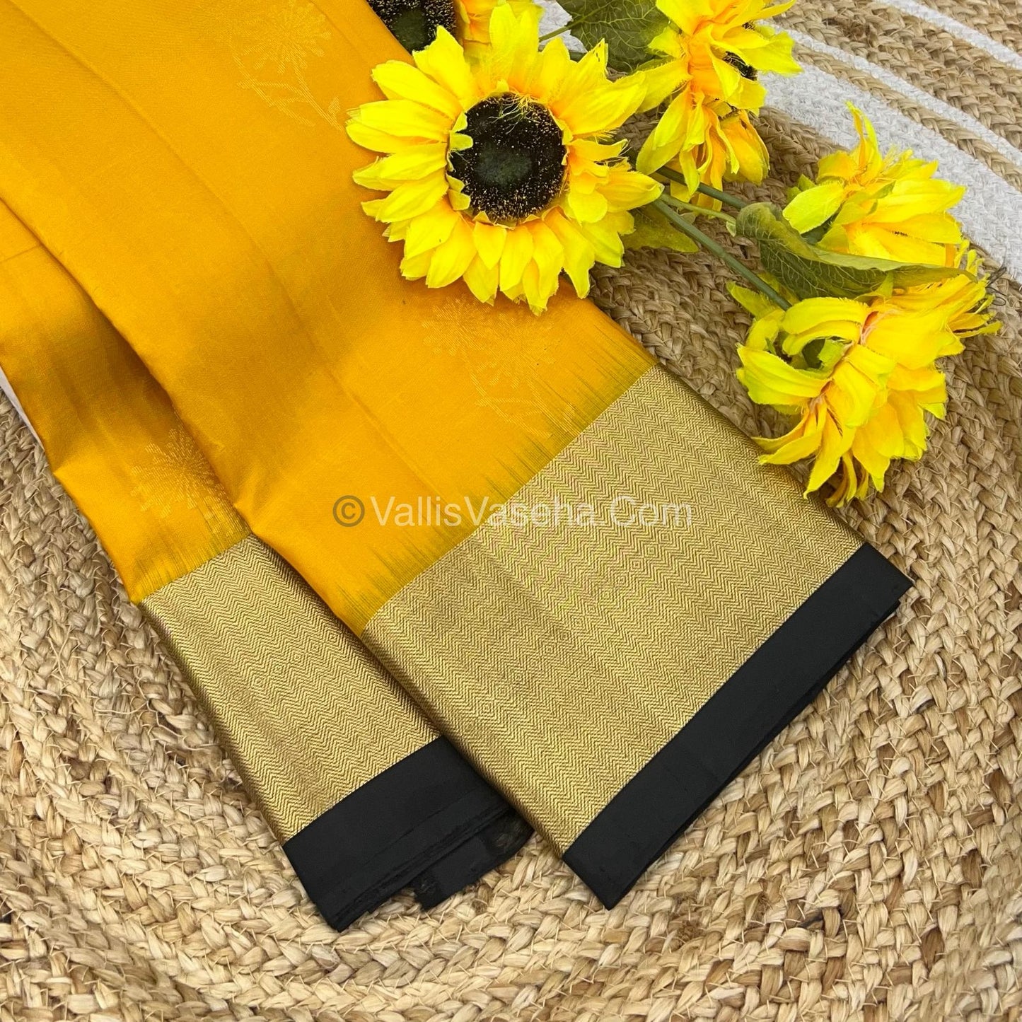 Pure Soft Silk Saree - Yellow & Black Combo - VVPSS036