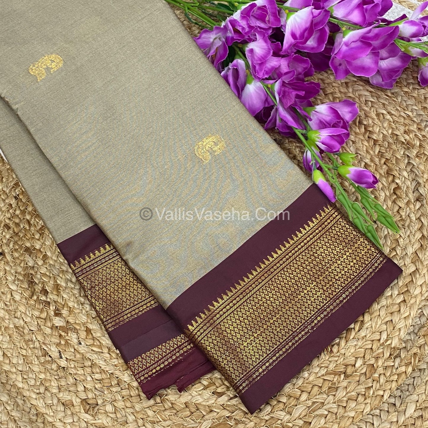Semi Silk - Grey with Wine Combo - VVSS001