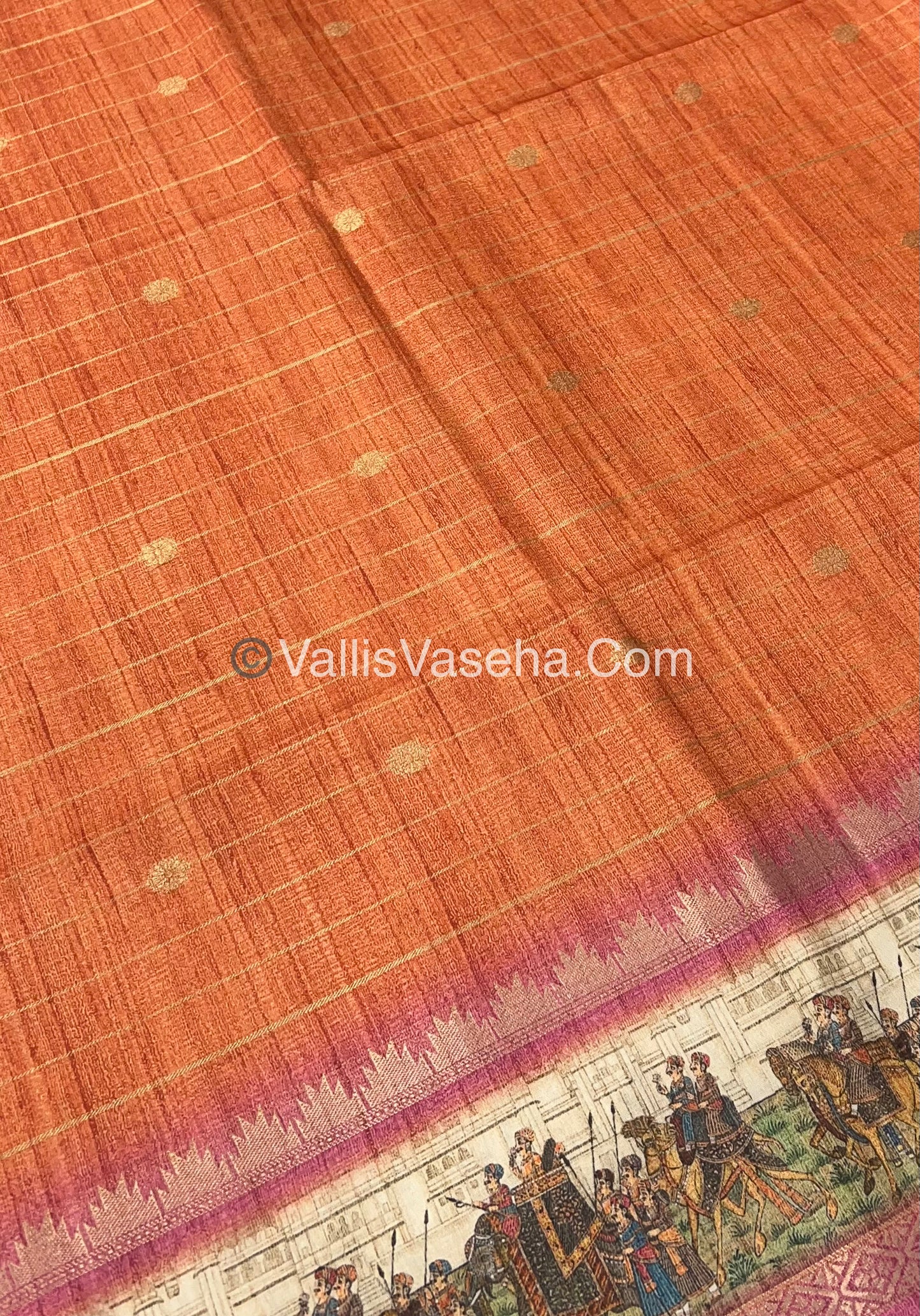 Semi Chanderi Saree - checks pattern - VVSCS004