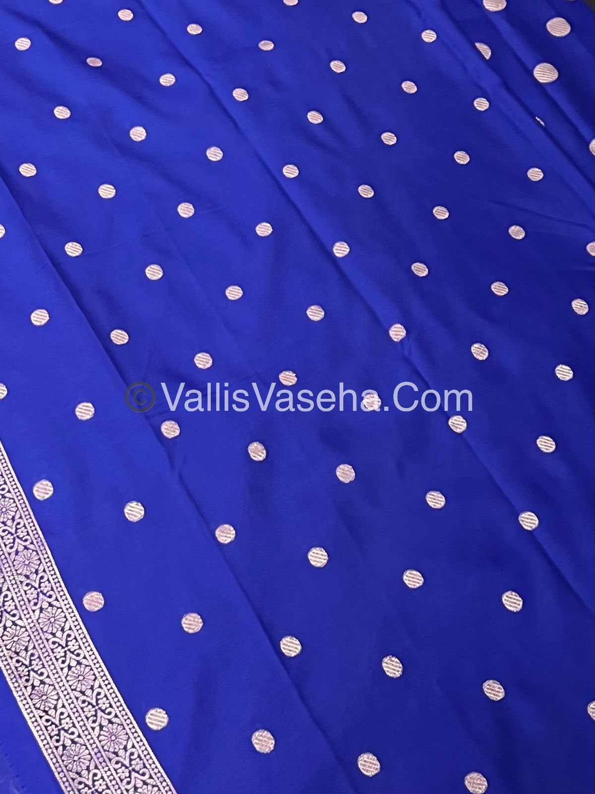 Semi Soft Silk - Deer Butta Border - Blue Shade -VVSSS017