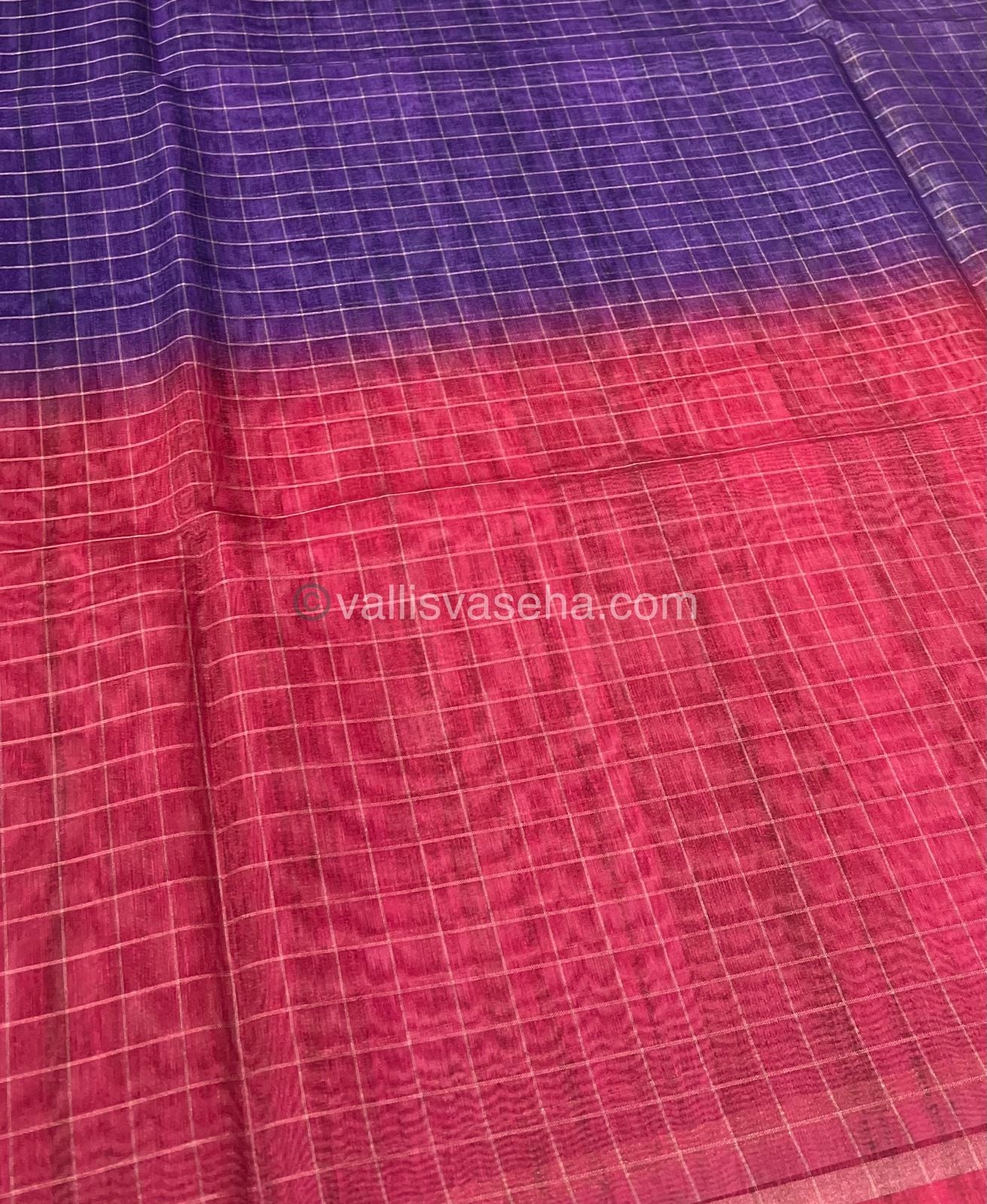 Semi Chanderi Saree - checks pattern - VVSCS002