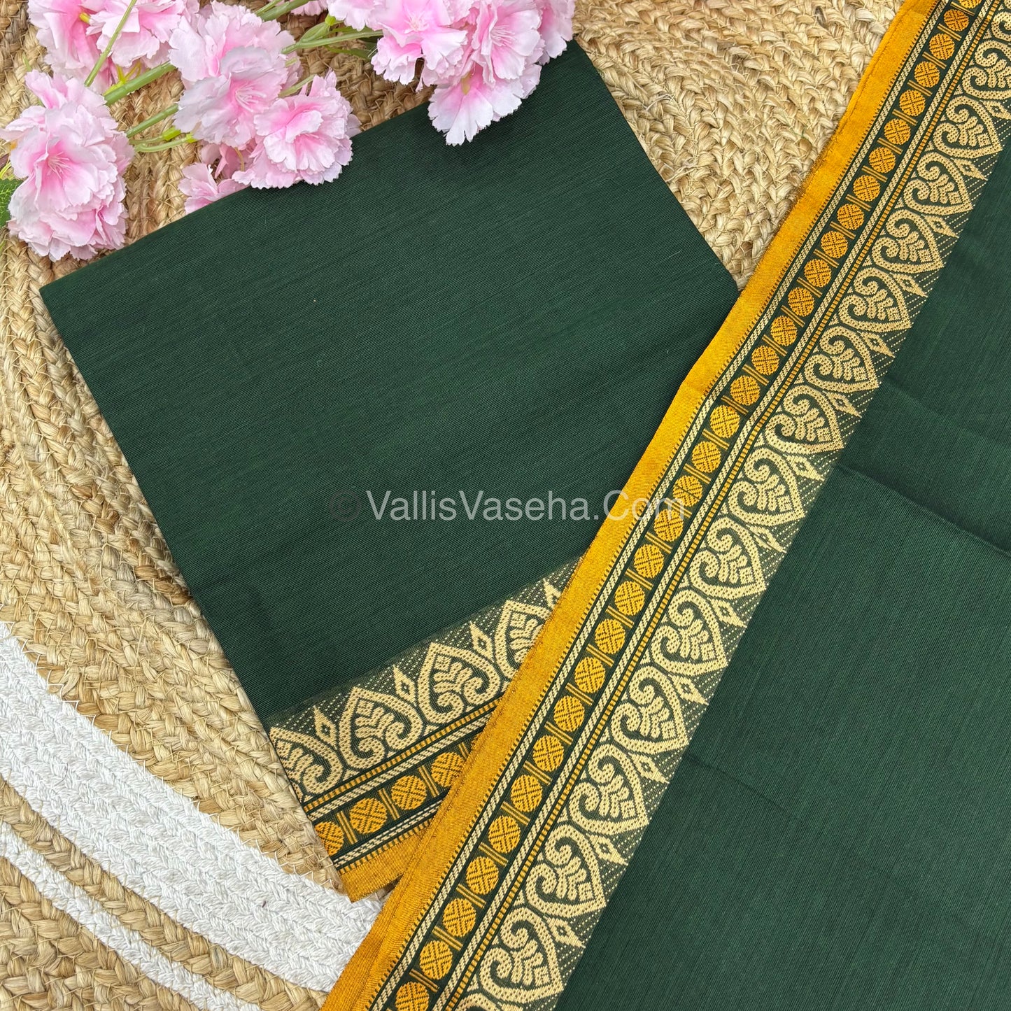 Unstitched Salwar Material -Kanchi Cotton - 2PCS Set - Maroon with Green Shade - VVUKM002