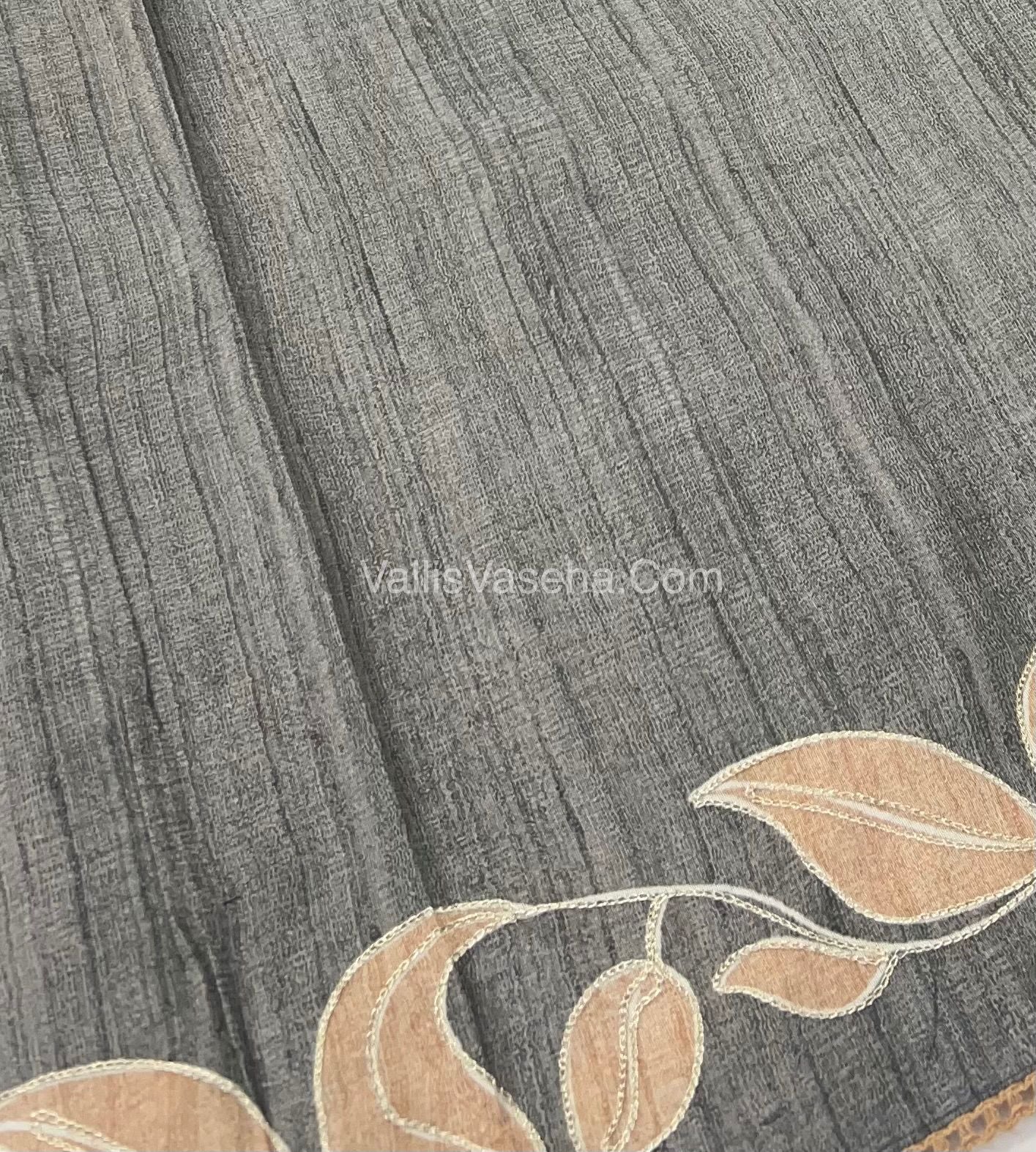 Semi Raw Silk with embroidery work - VVSRS001